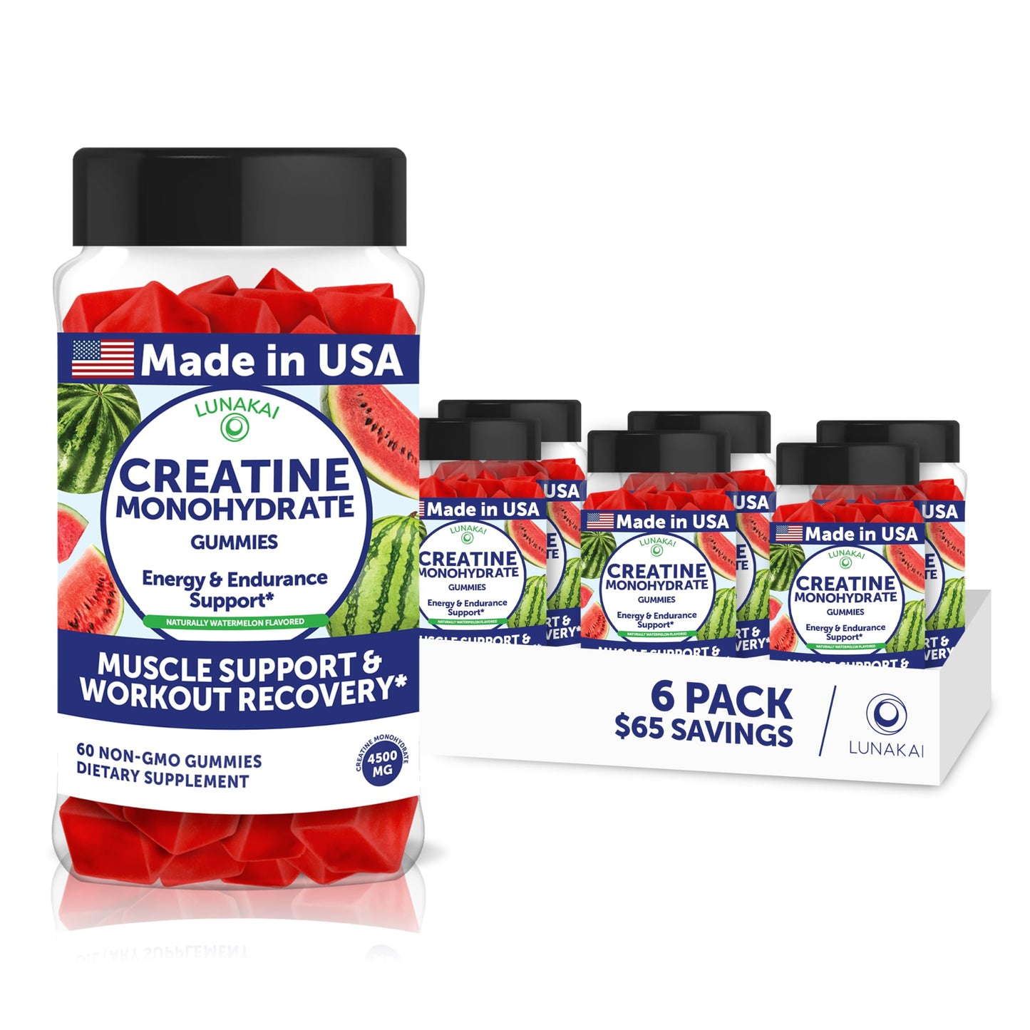 Lunakai Creatine Monohydrate Gummies, 60 Count