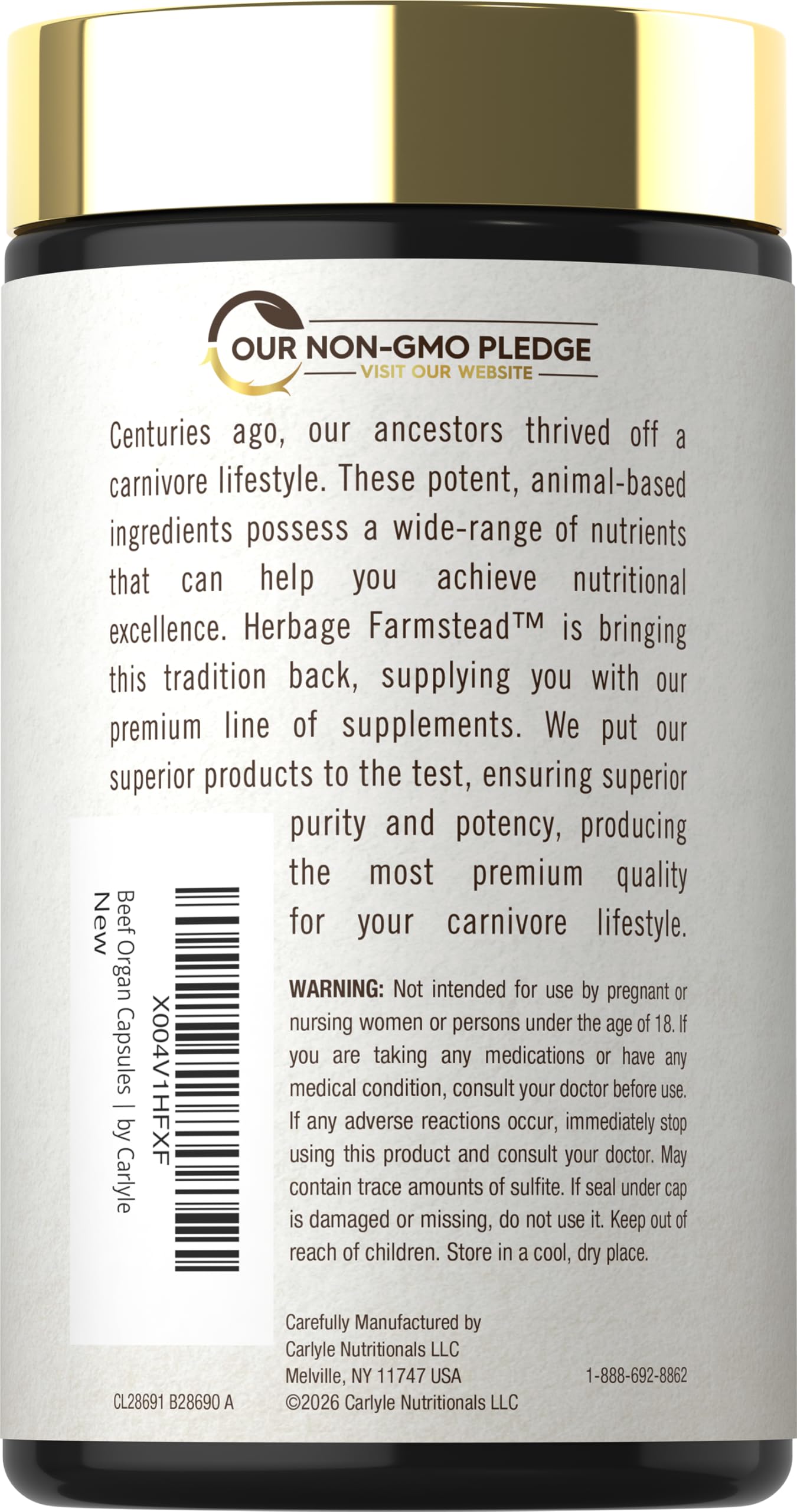 Carlyle Beef Organ Supplement for Women 180 Capsules