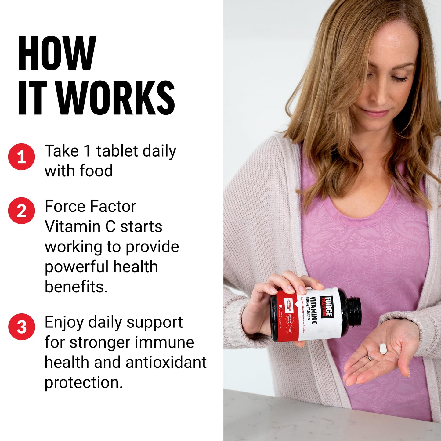 Force Factor Vitamin C 1000mg Immune Support Supplement 60 Tablets