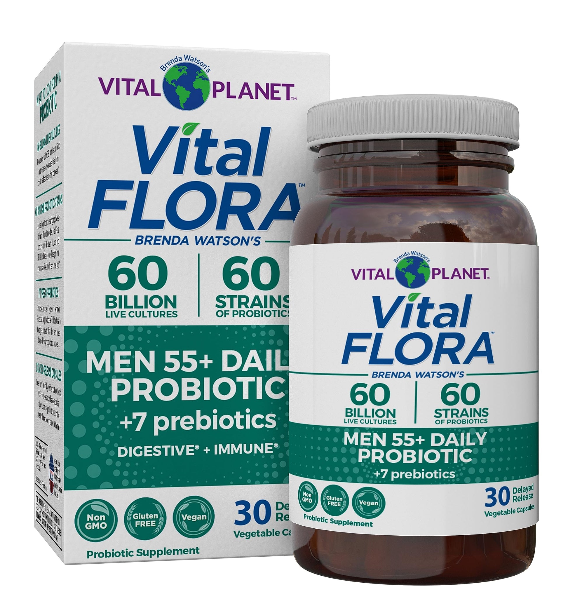 Vital Planet Vital Flora Men 55+ Daily Probiotic Capsules, 30 Count