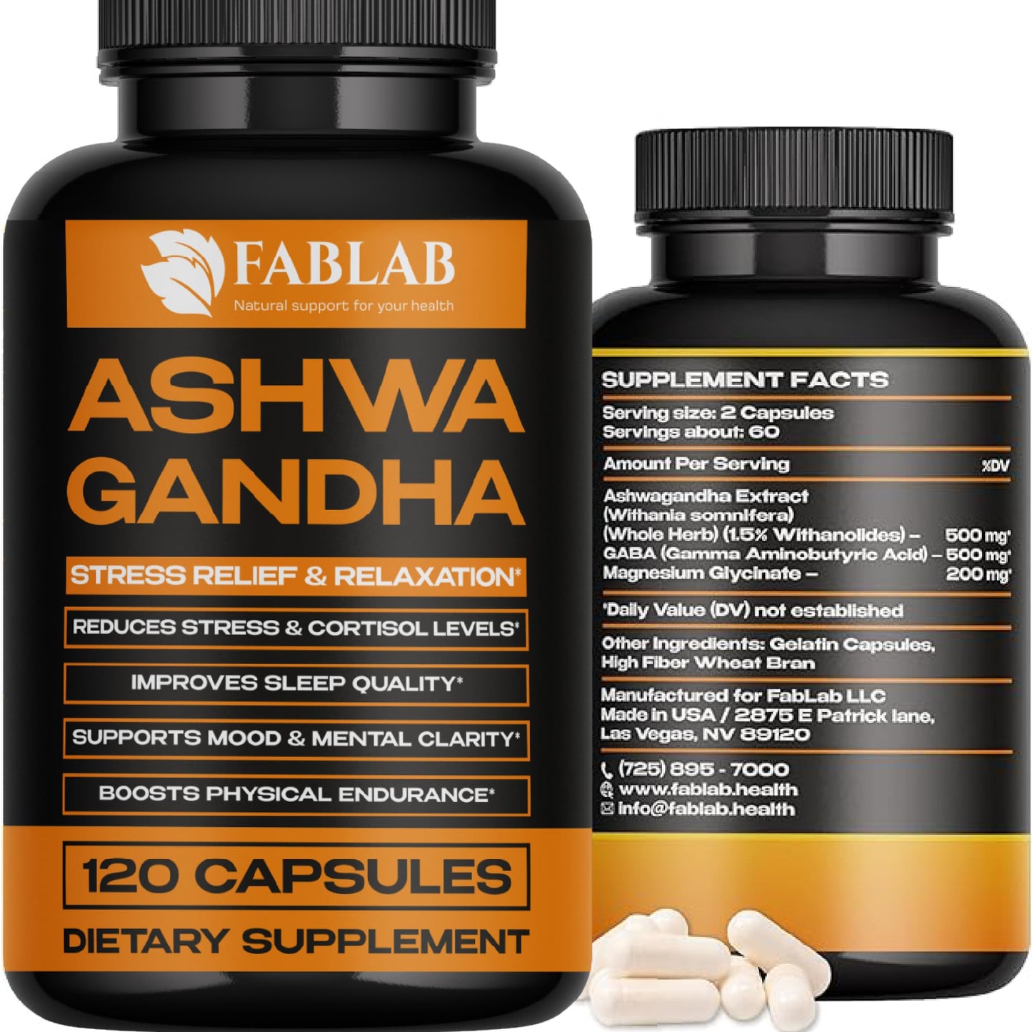FabLab Ashwagandha, GABA & Magnesium Glycinate Mood & Sleep Support Capsules 4