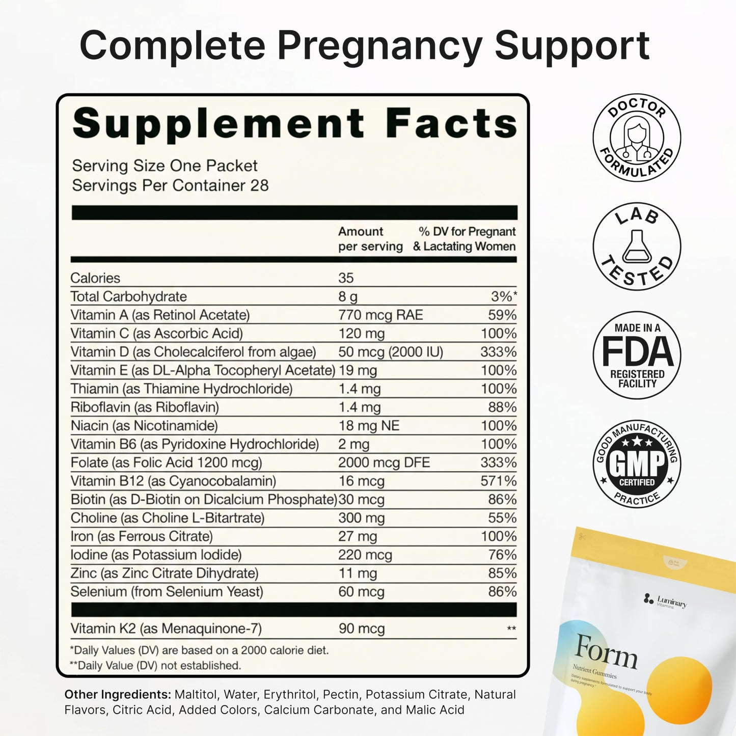 Luminary Vitamins Prenatal Gummies 56 Count