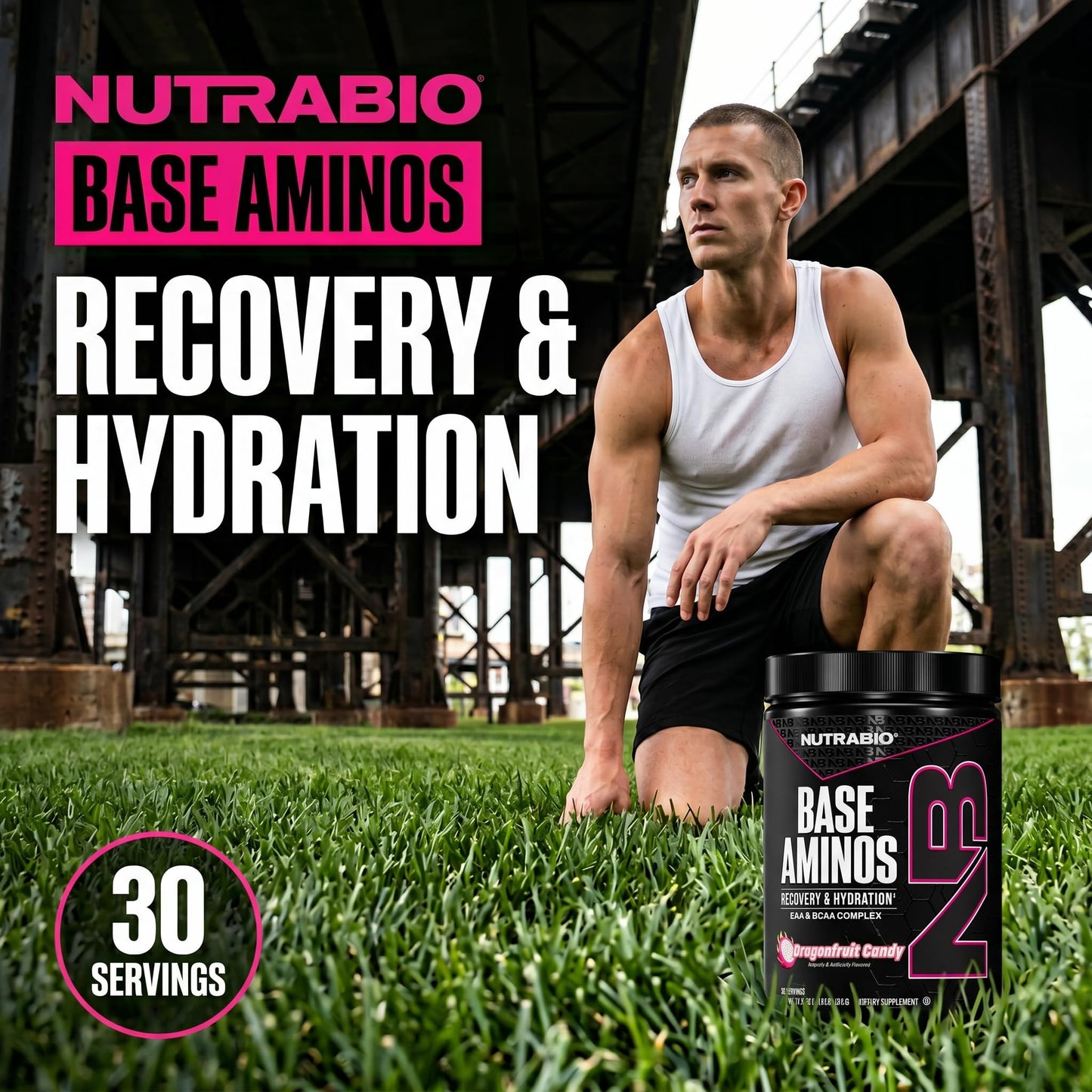 NutraBio Base Aminos EAA + BCAA Powder Dragon Fruit Candy 16 oz
