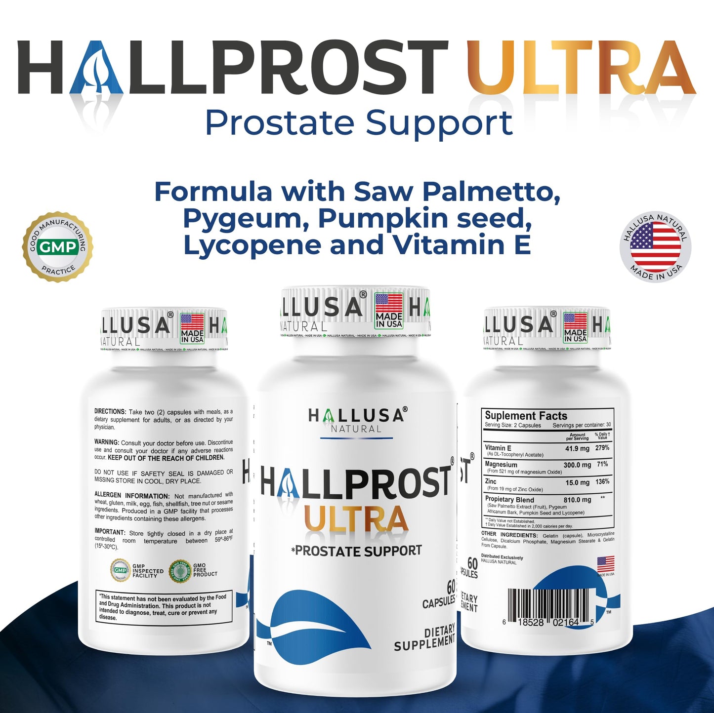 Hallusa Natural Hallprost Ultra Prostate Health Supplement Capsule, 180 Capsules