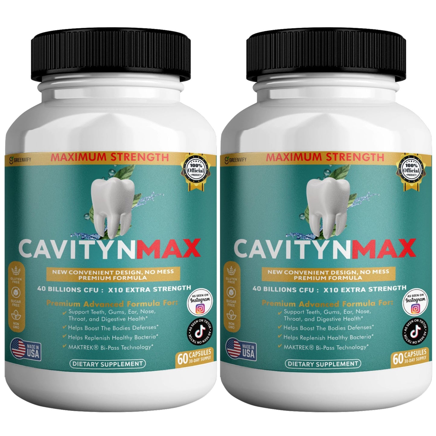 GREENVIFY Cavityn Max Probiotic Supplement Capsule, 60 Capsules