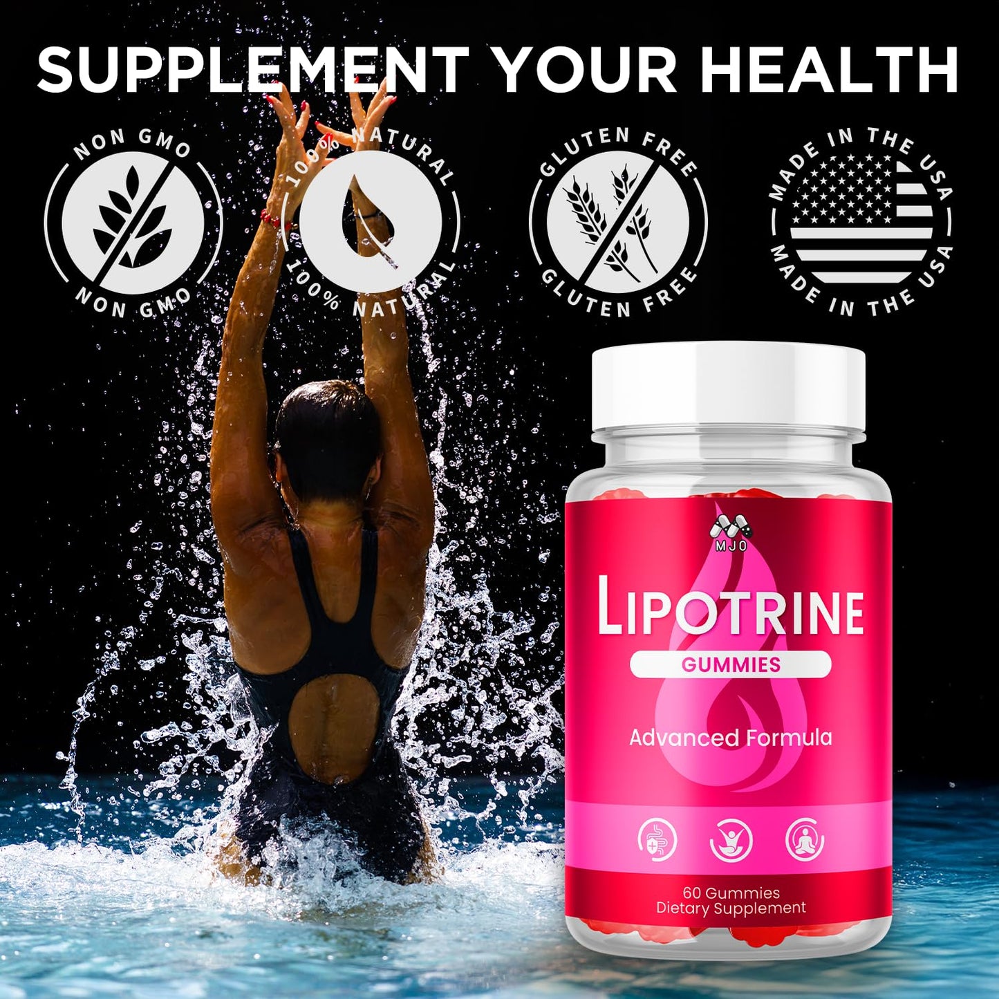 MJO Lipotrine Gummies Weight Management with Apple Cider Vinegar Maximum Strength Active Lifestyle Multivitamins, 90 Gummies