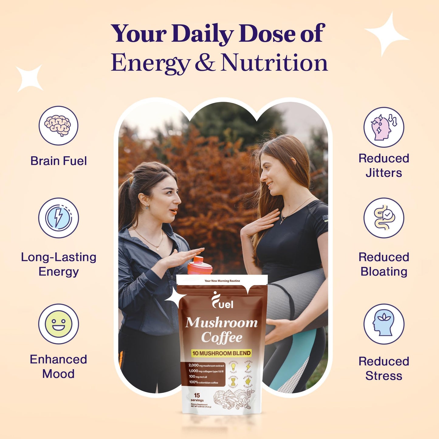 Fuel Collagen & Mushroom Coffee Powder 5.3 Ounce