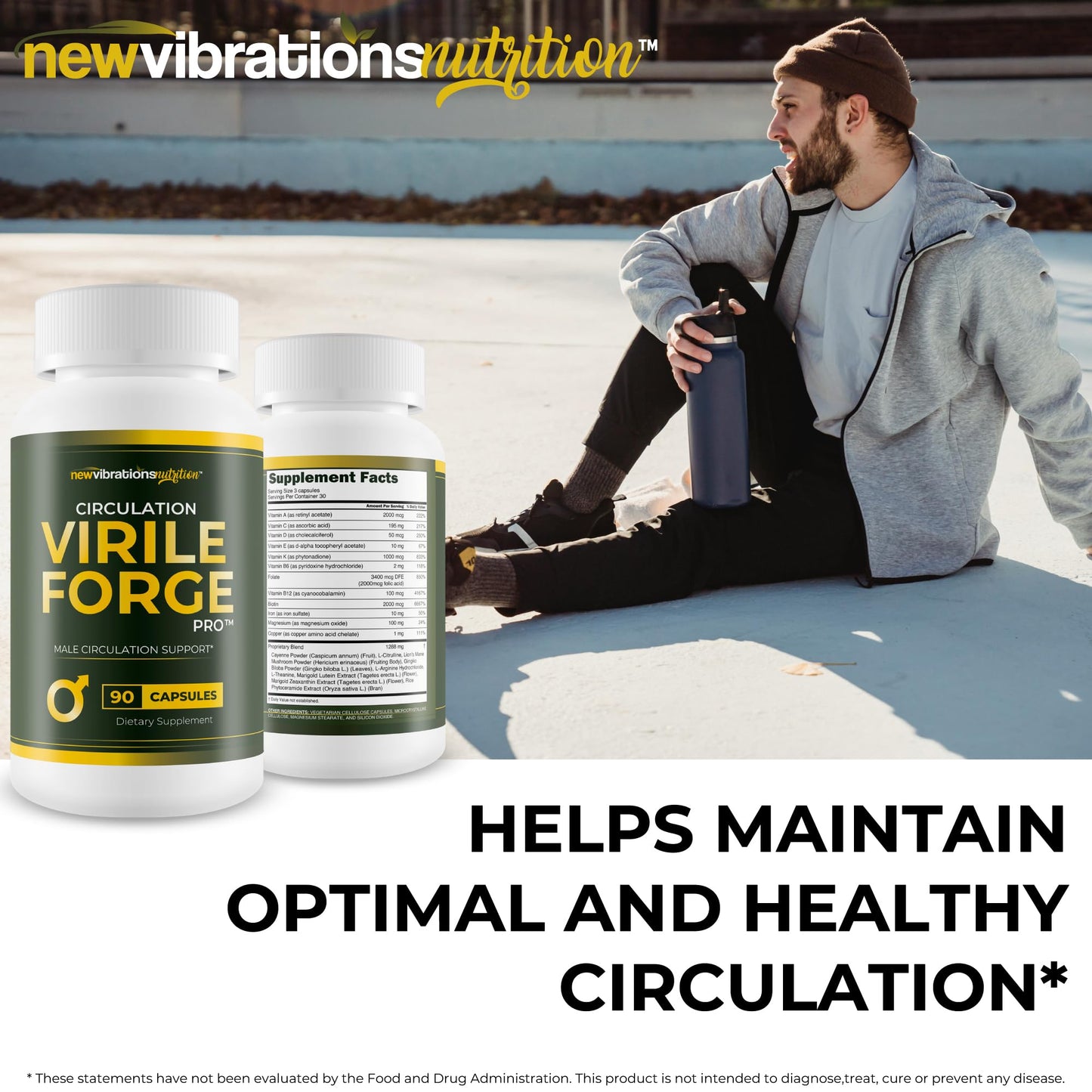 New Vibrations Nutrition Circulation Virile Forge Pro Capsule, 90 Count
