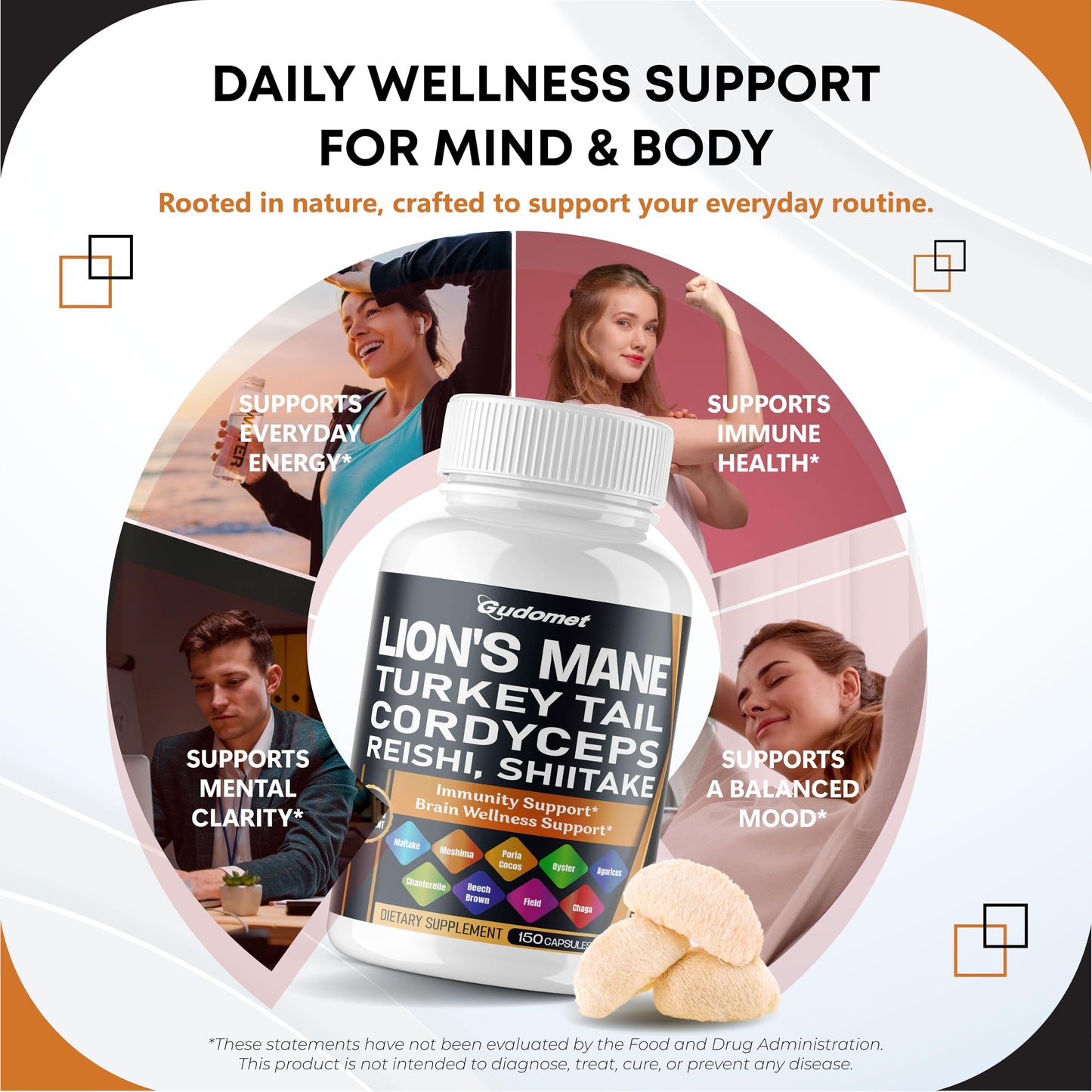 GUDOMET Organic Mushroom Complex Capsules 150 Count