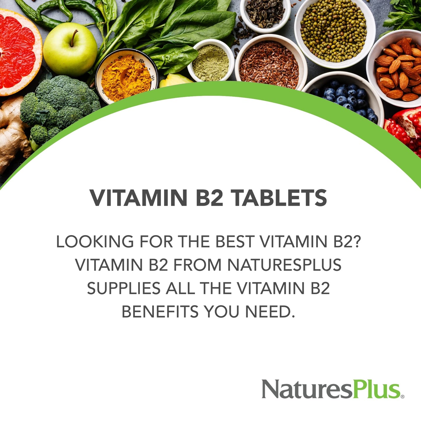 NaturesPlus Vitamin B2 100 mg Tablets, 1 Count