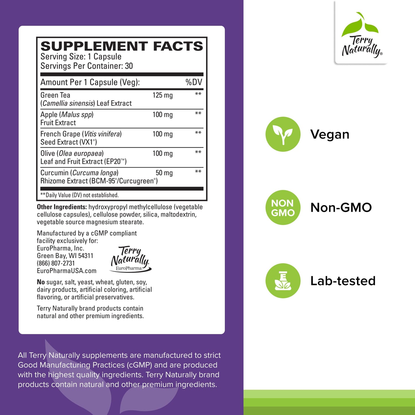 Terry Naturally Optimal Wellness Immune, Respiratory & Brain Health Support with Curcumin, Powerful Antioxidant Support, 30 Capsules