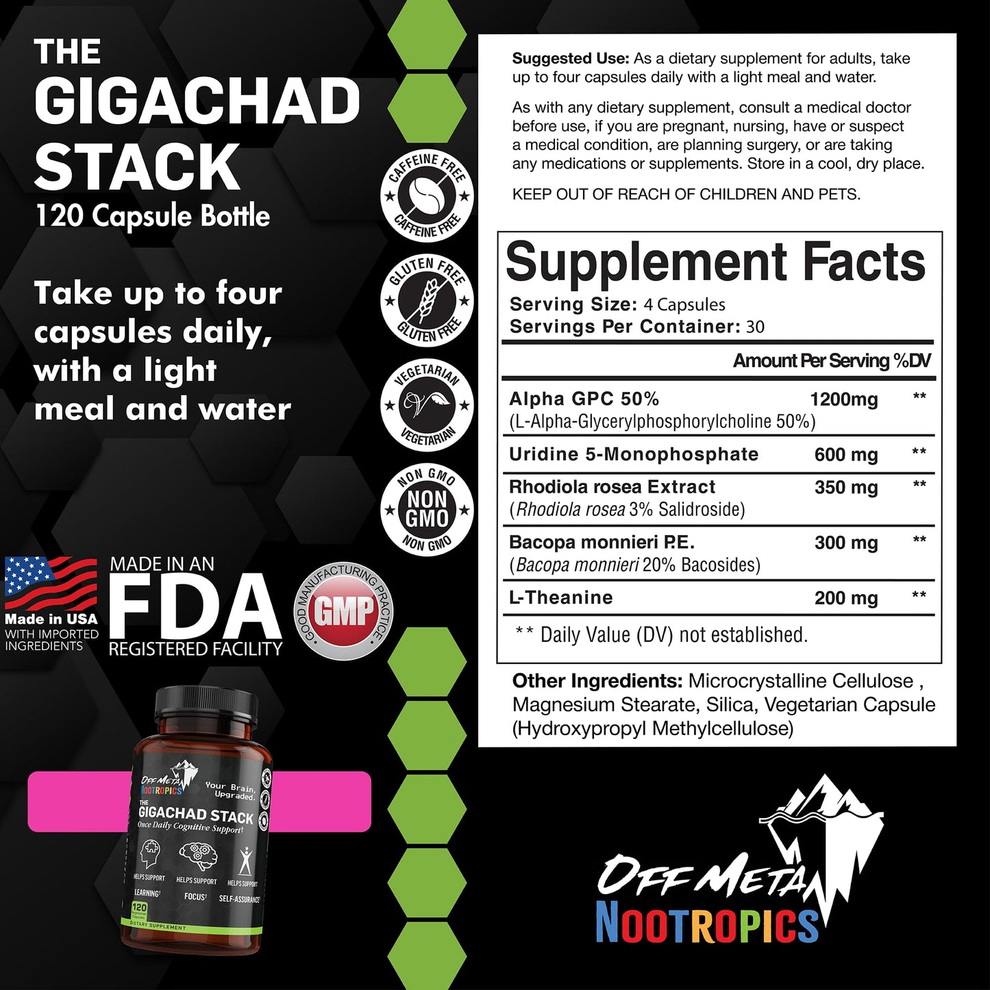 Off Meta Nootropics The Gigachad Stack Capsule, 120 Capsules