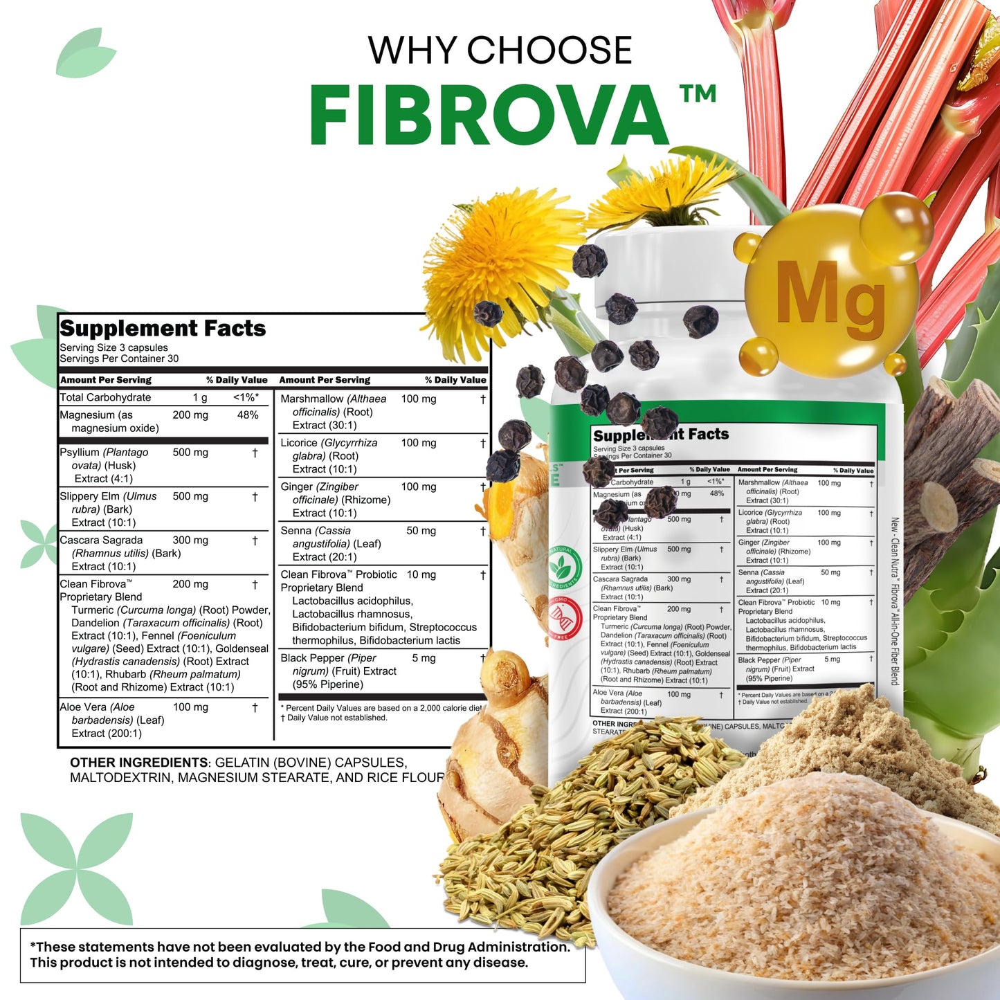 Clean Nutraceuticals Fiber Supplement, 90 Capsules