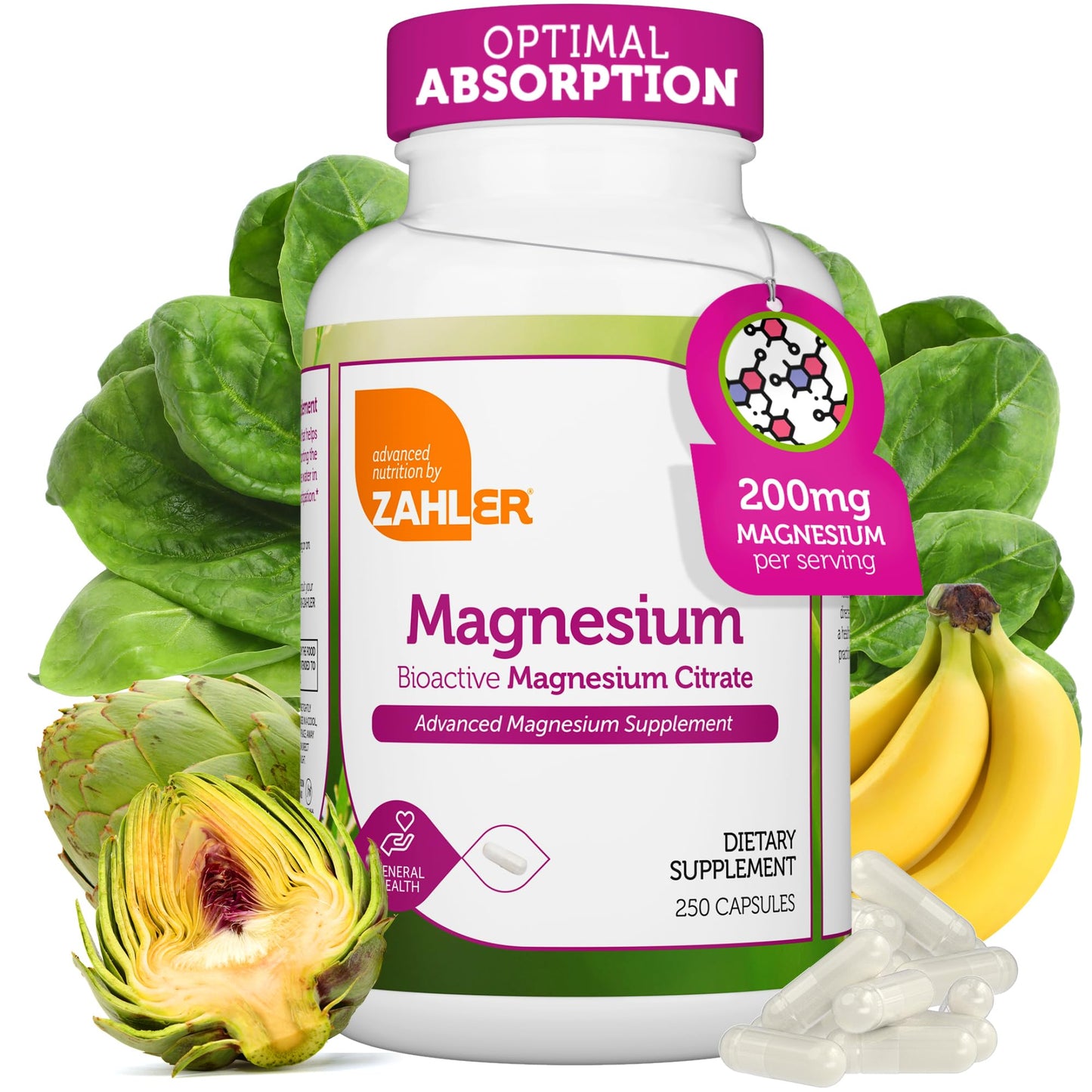 Zahler Magnesium Supplement Capsules 250 Count