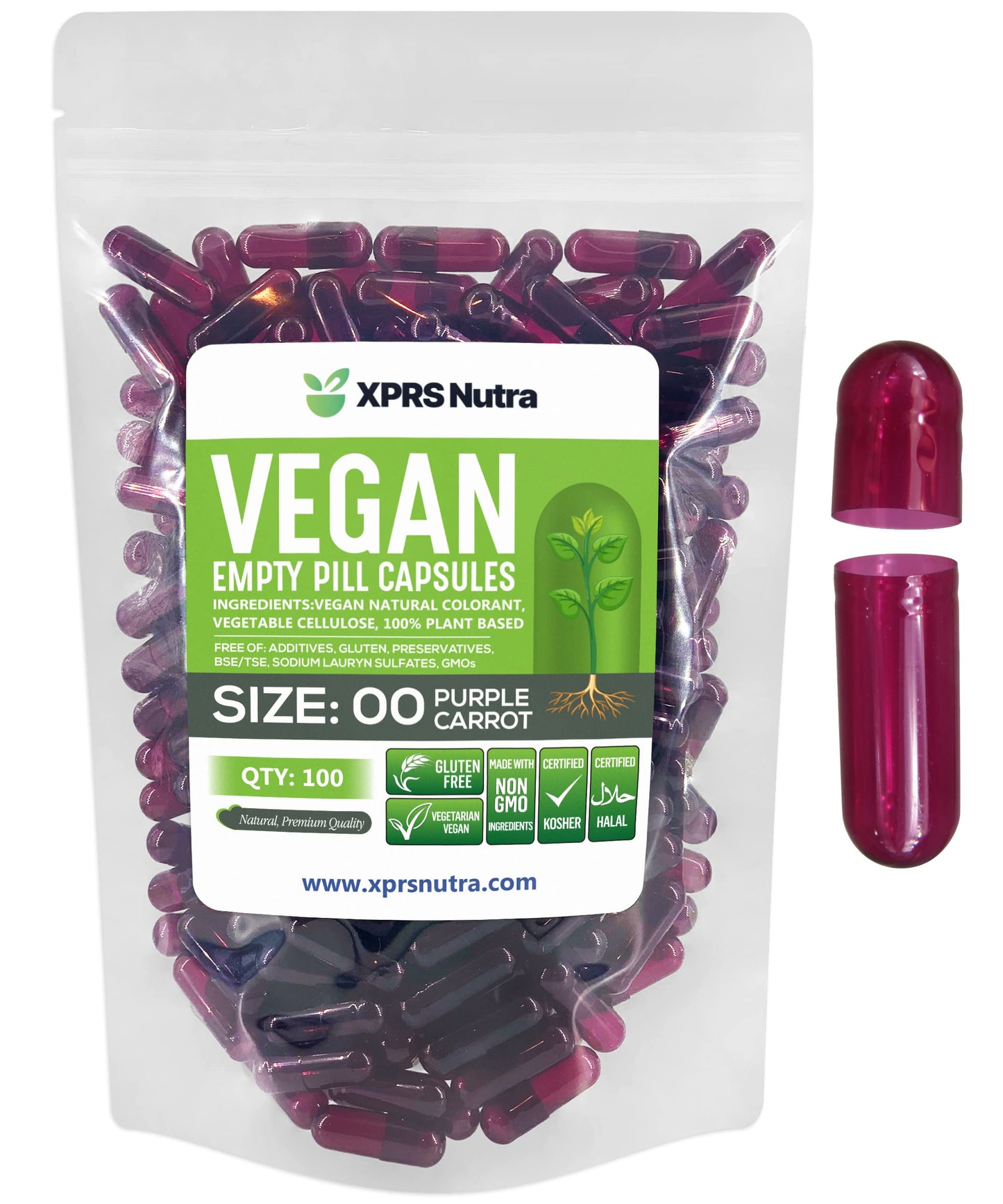 XPRS Nutra Size 00 Empty Capsules, 100 Count