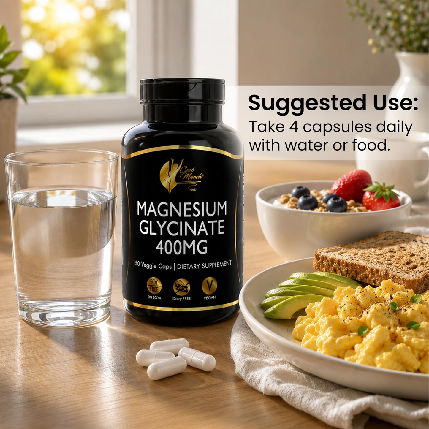 Cocó March N.M.D Magnesium Glycinate 400 mg Capsule, 150 Capsules