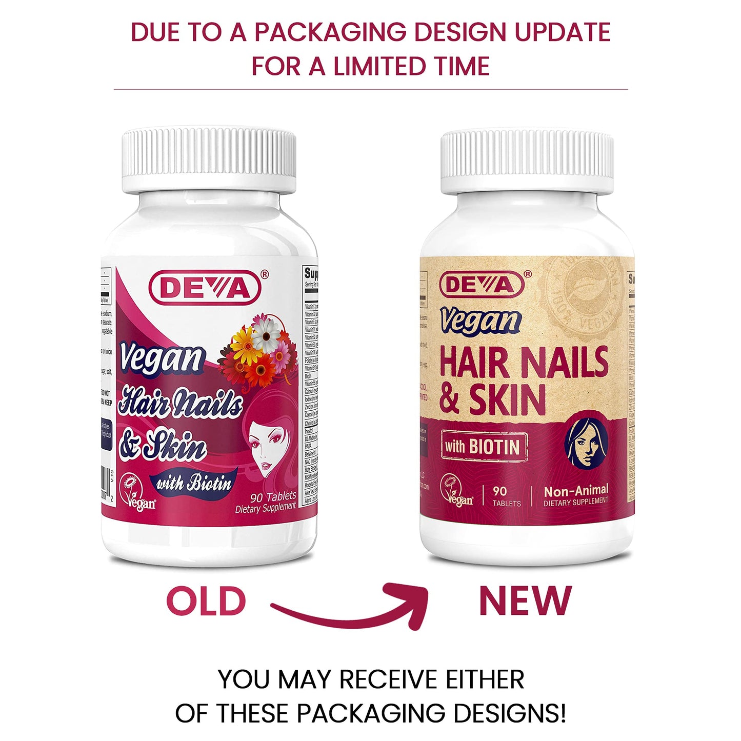DEVA Vegan Hair, Nails & Skin Biotin Tablet, 90 Tablets