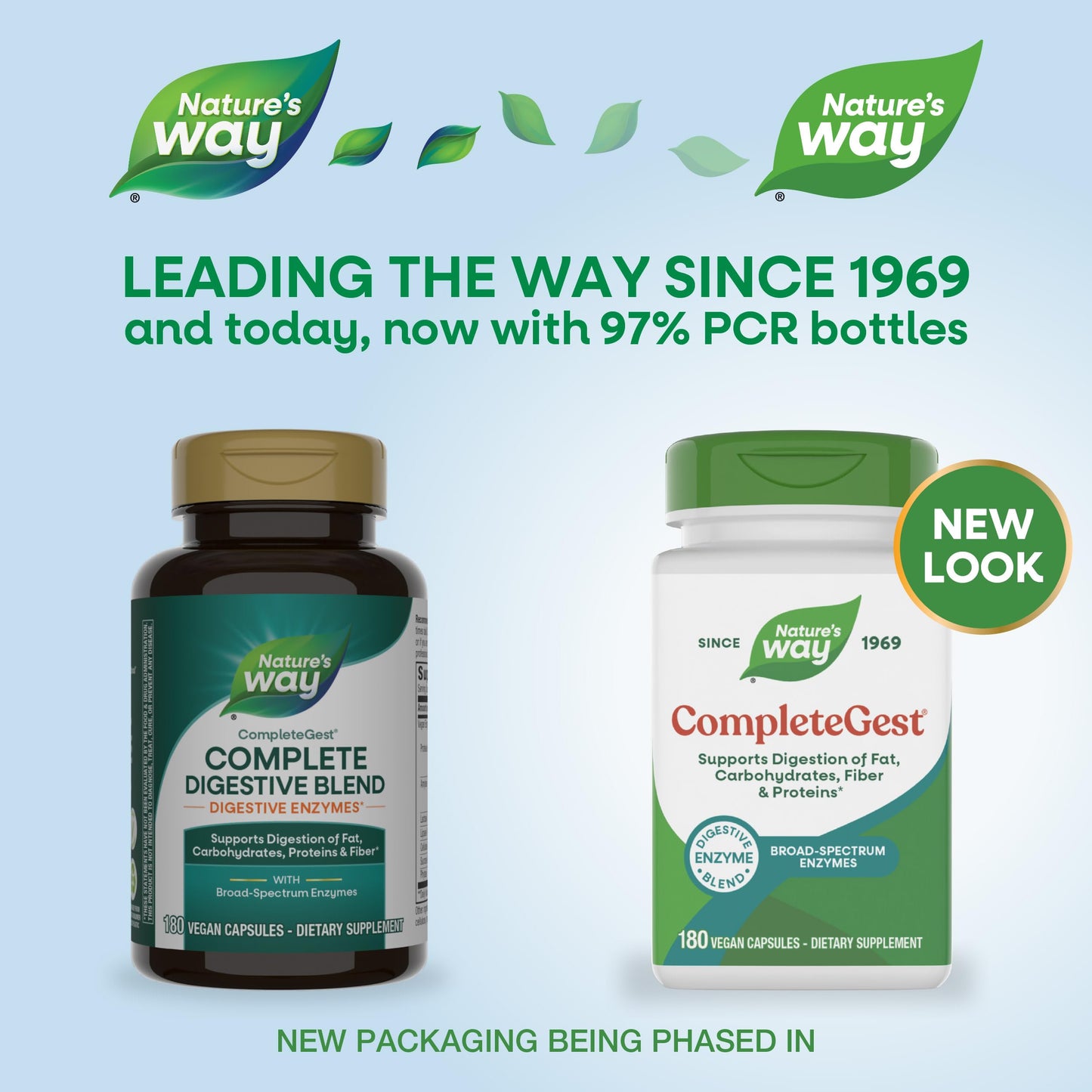 Nature's Way CompleteGest Complete Digestive Blend Vegan Enzymes Supports Digestion of Fat, Carbohydrates, Proteins & Fiber 180 Capsules