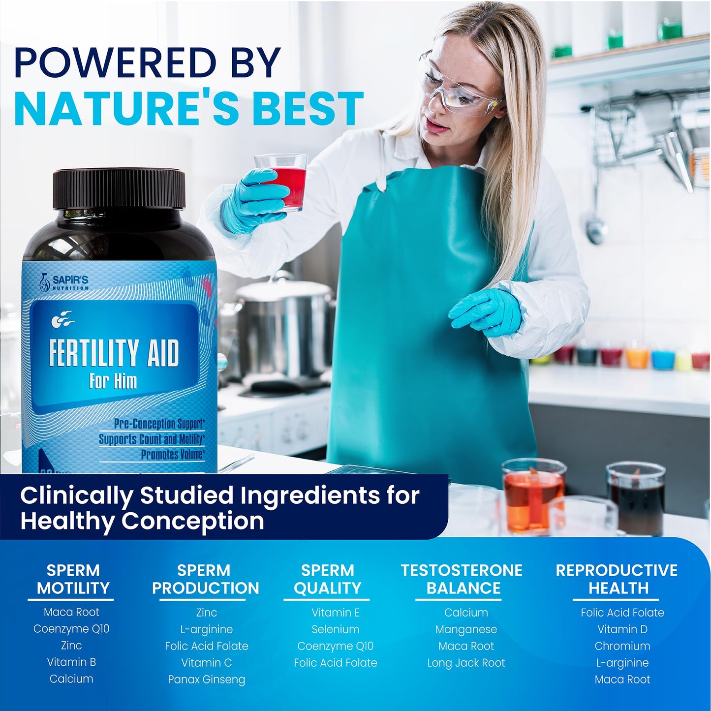 Sapir's Nutrition Semen Volume Booster & Male Fertility Supplement Capsule 90 Count