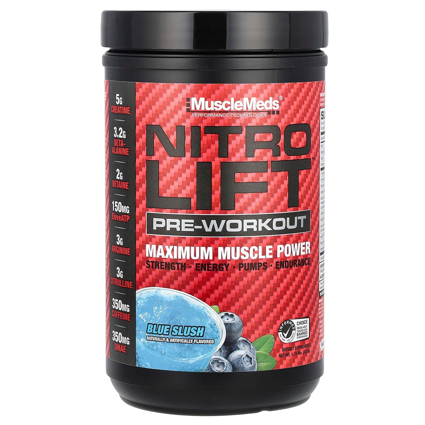 MuscleMeds Nitro Lift Pre Workout Enhance Endurance and Muscle Performance Powder 16.6