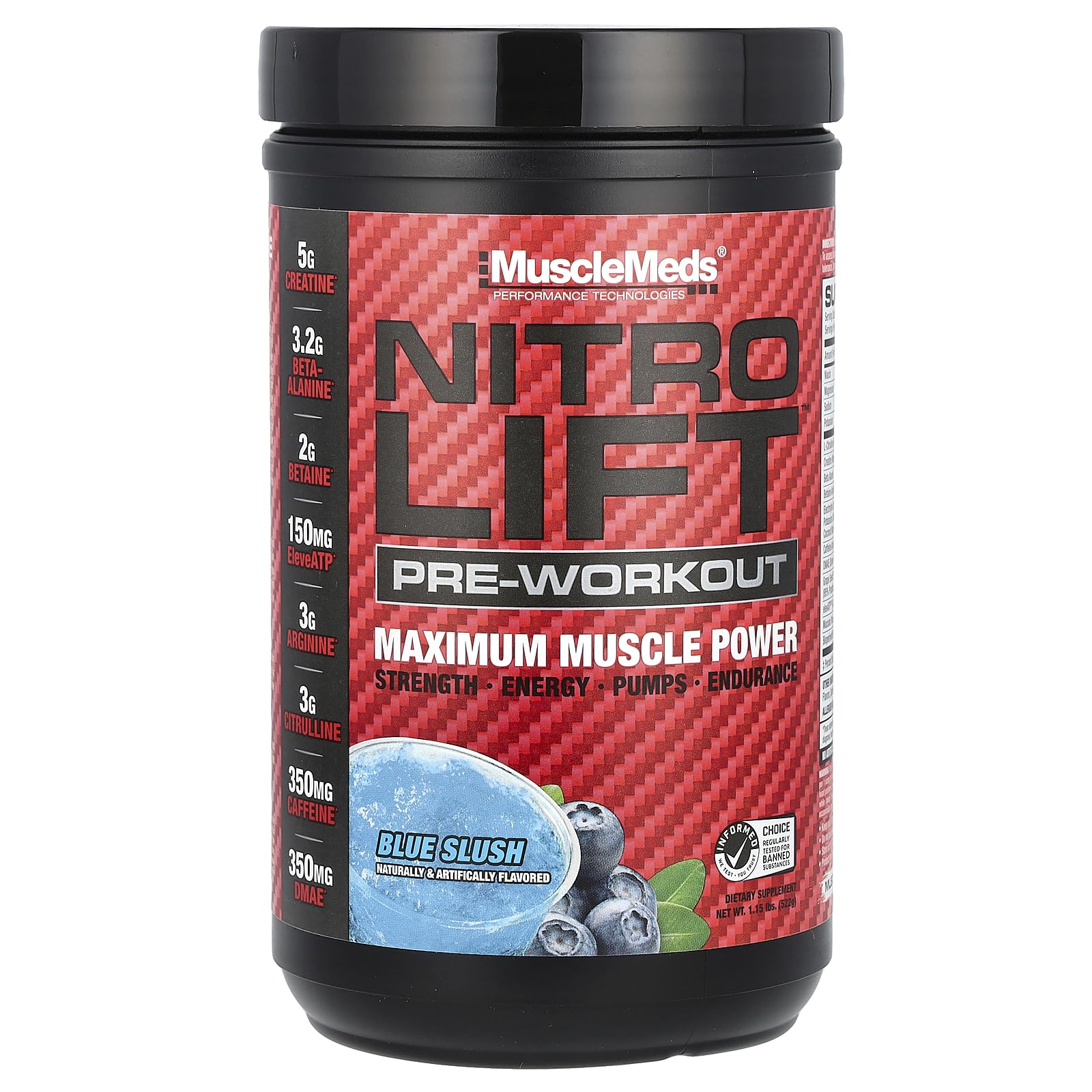 MuscleMeds Nitro Lift Pre Workout Enhance Endurance and Muscle Performance Powder 16.6