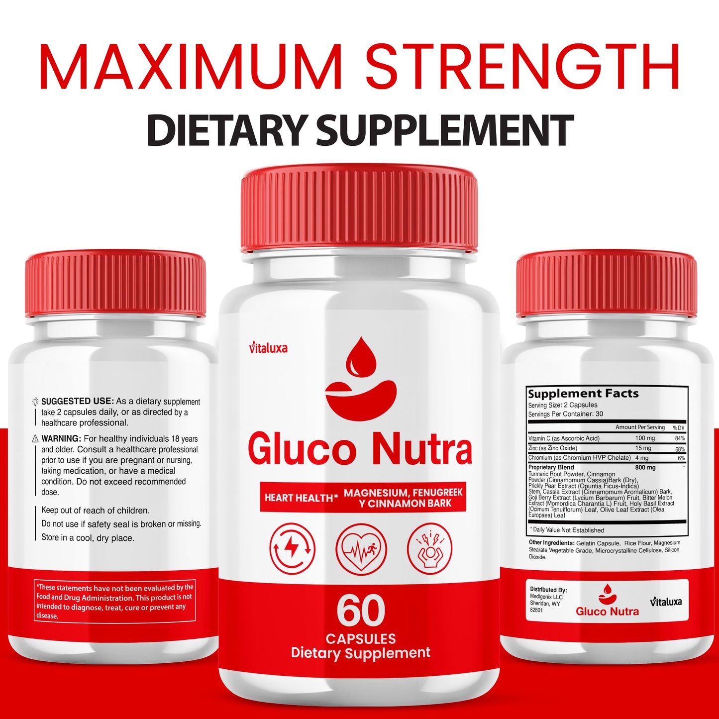 Vitaluxa Gluco Nutra Capsules 300 Capsules