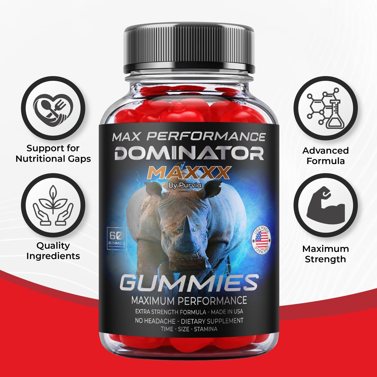 Purvia Dominator Max Gummies 300 Count