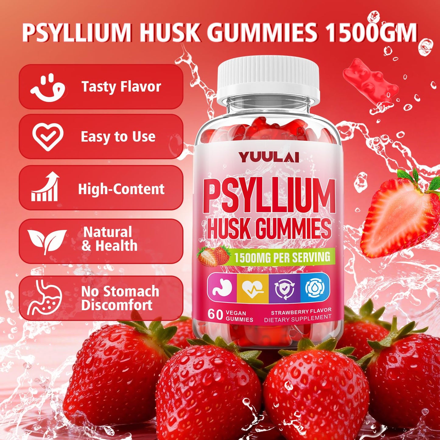 YUULAI Psyllium Husk Gummies 120 Count