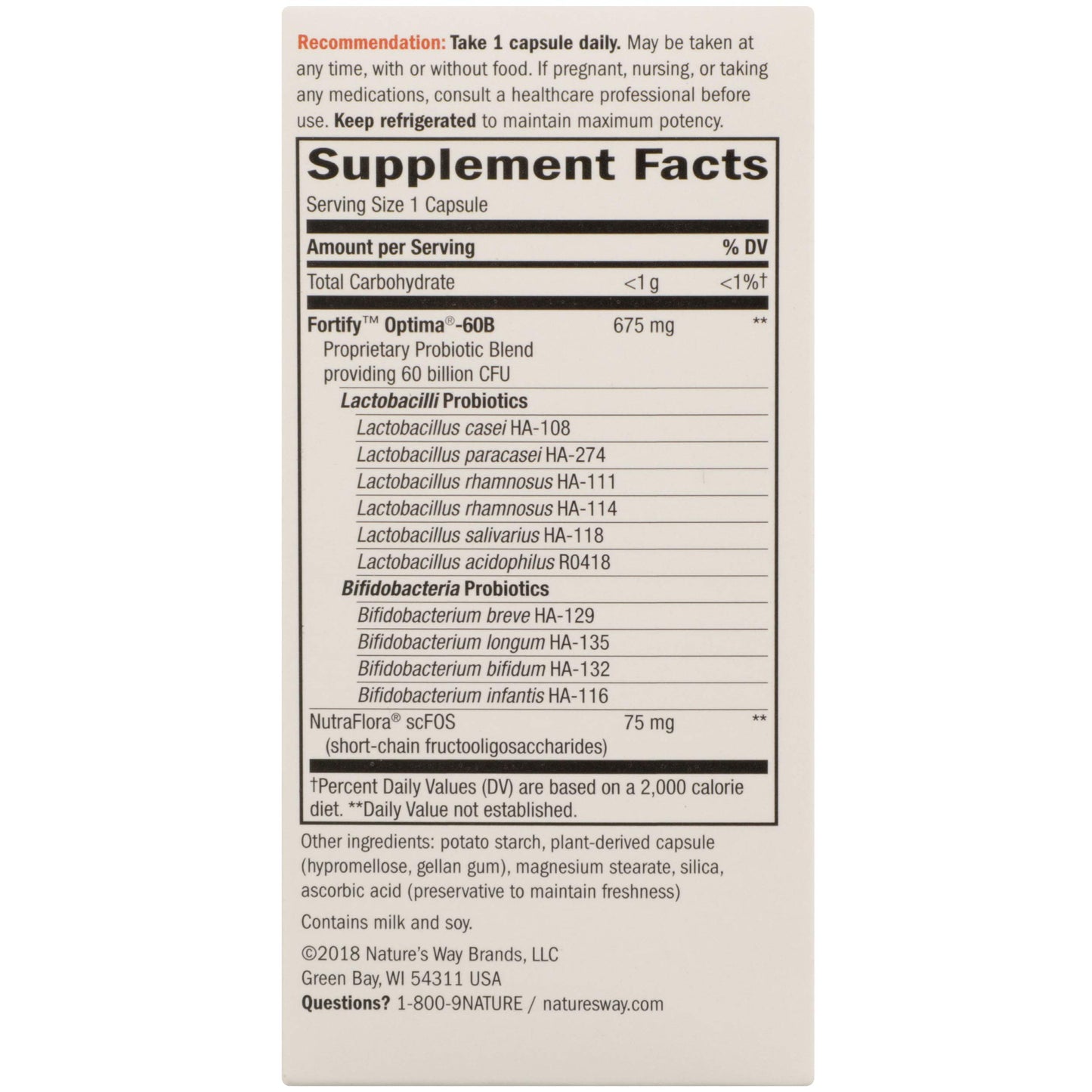 Nature's Way Primadophilus Optima 60 Billion Probiotic, 30 Capsules