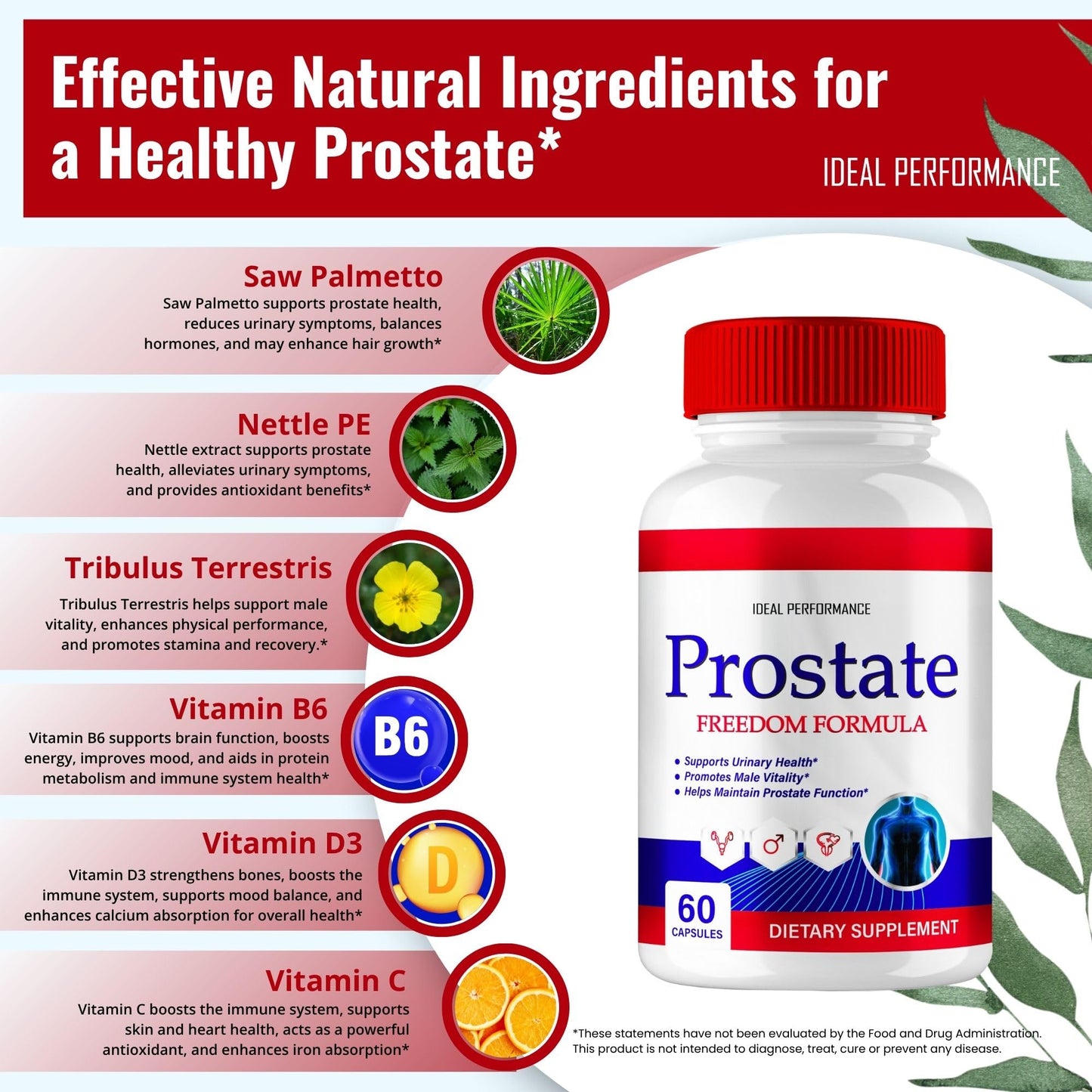 IDEAL PERFORMANCE Prostate Freedom Prostate Health for Men Capsules 180 Count