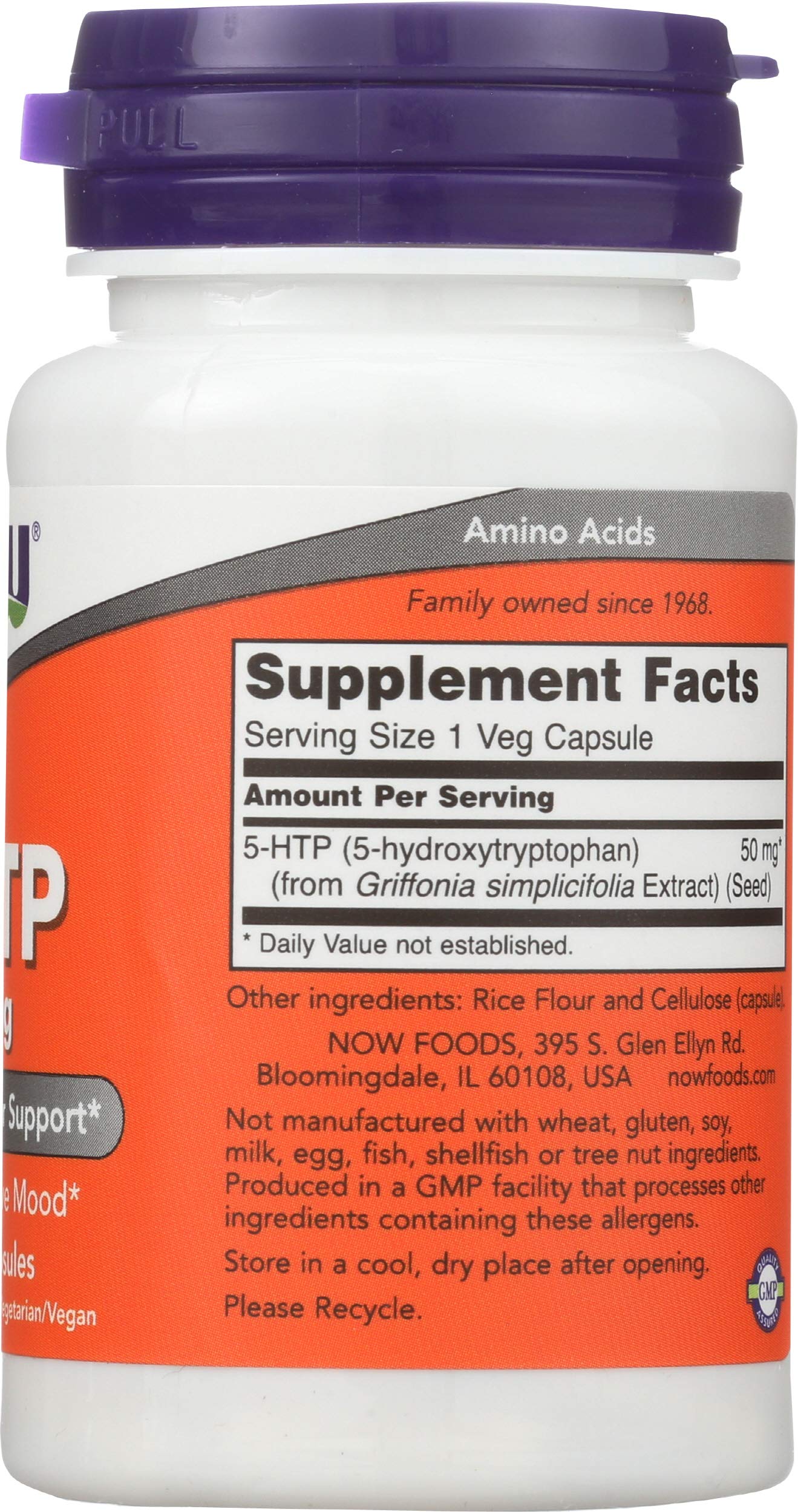 NOW Foods 5-HTP 50 mg Capsules, 60 Capsules