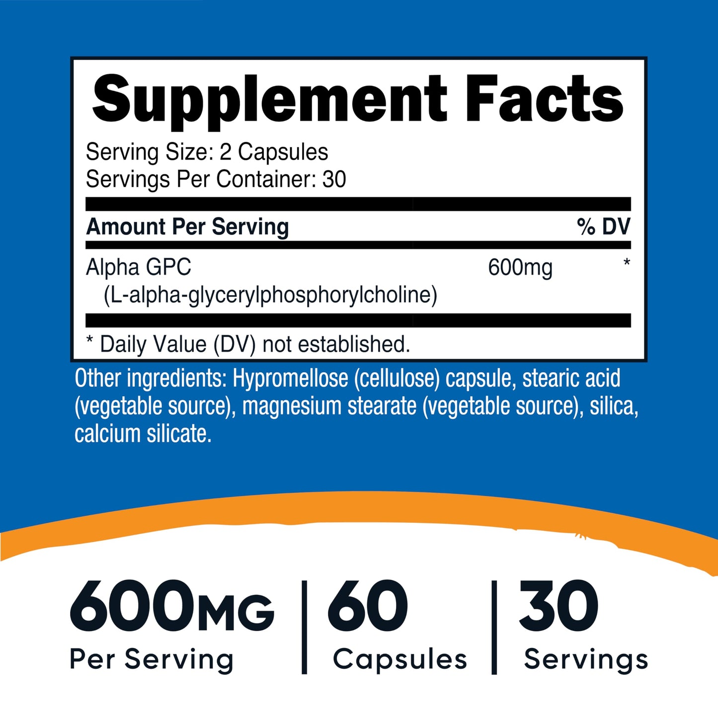 Nutricost Alpha GPC (600mg) Capsules, 120 Count
