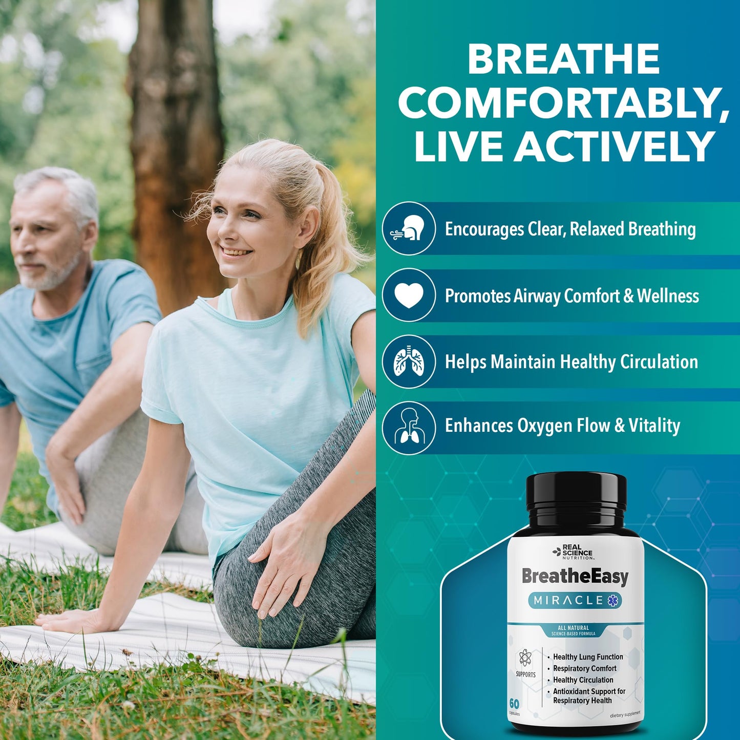 Real Science Nutrition BreatheEasy Lung Support Capsules, 60 Capsules