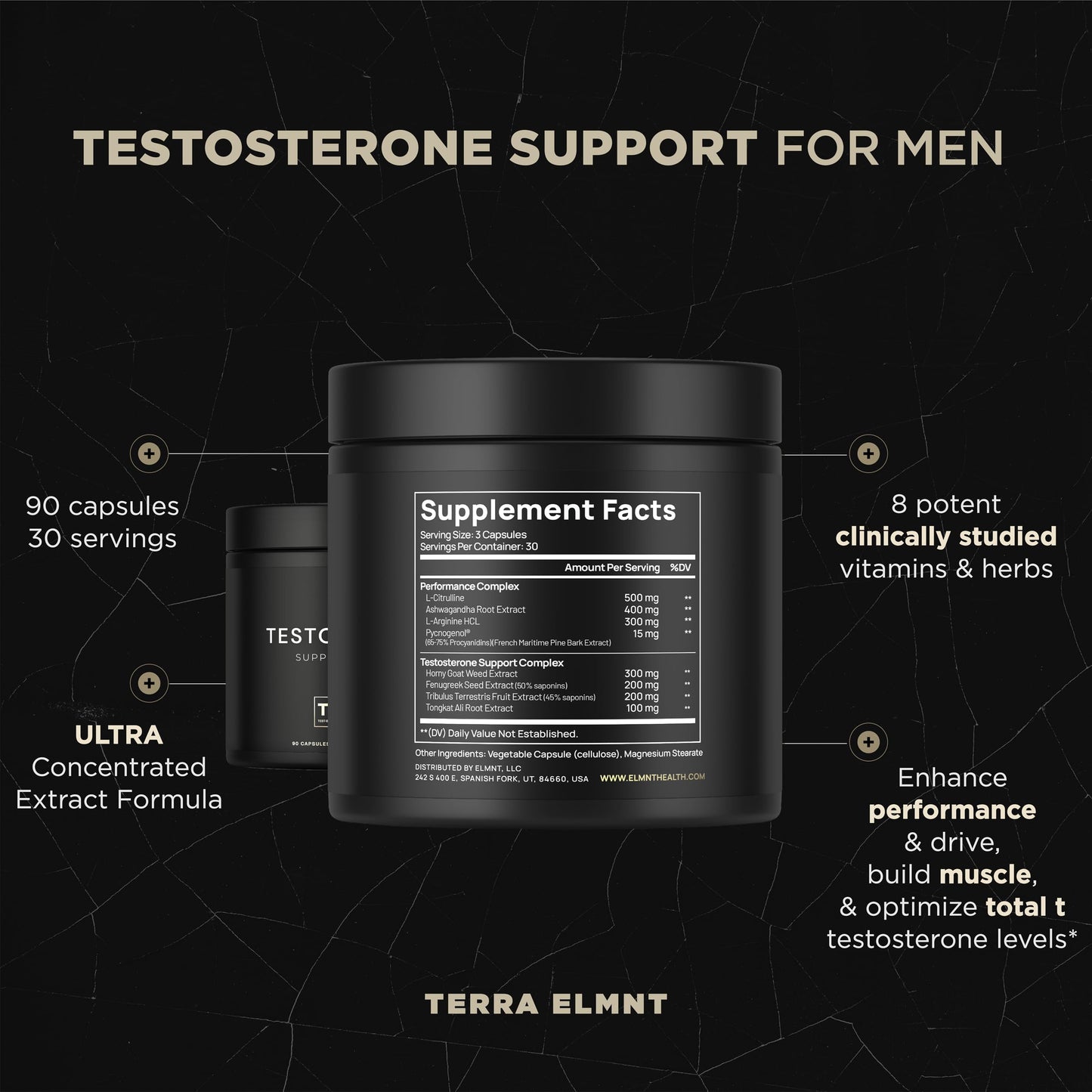 TERRA ELMNT Total T Testosterone Supplement Capsules, 90
