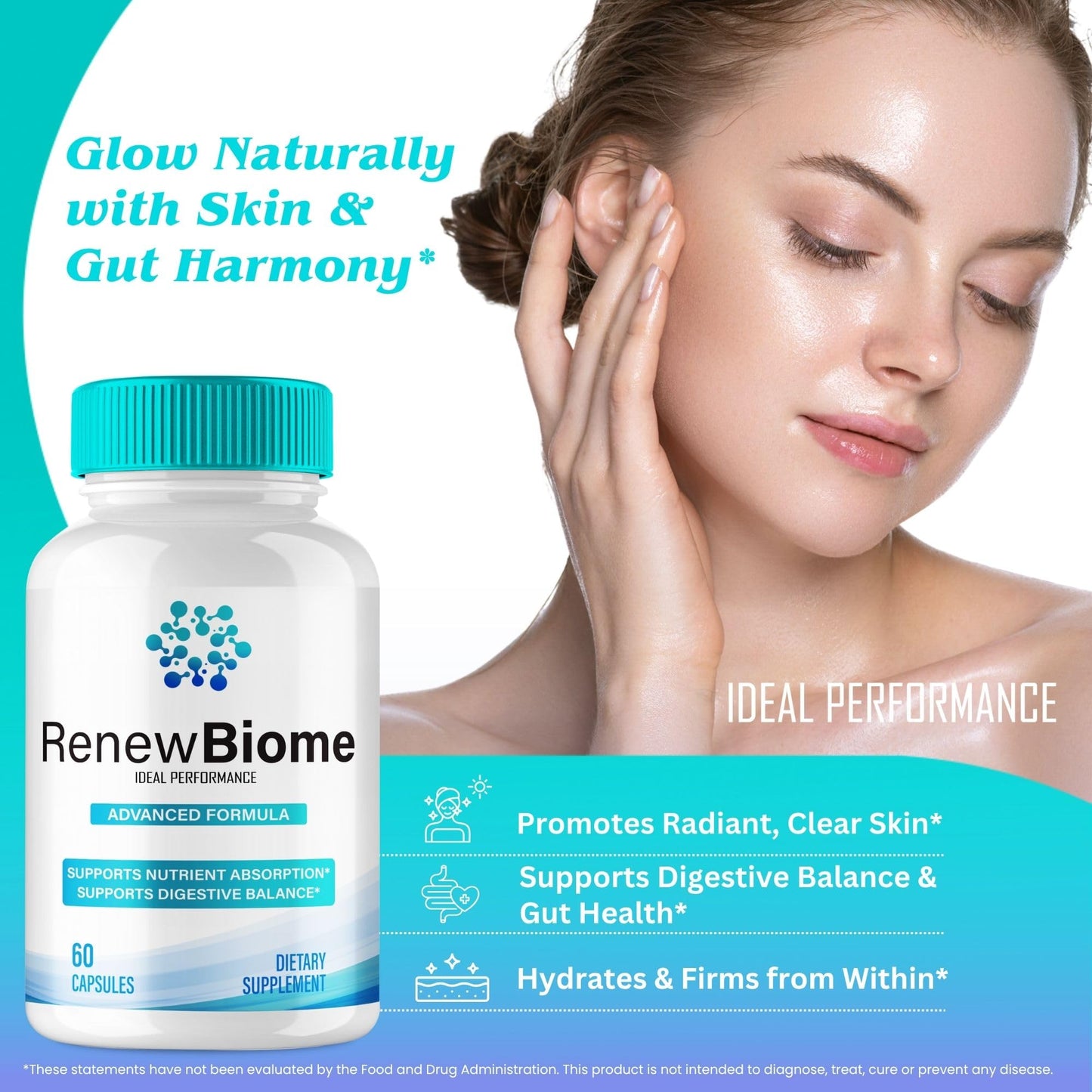 IDEAL PERFORMANCE Renew Biome Skin and Gut Capsules, 180 Capsules