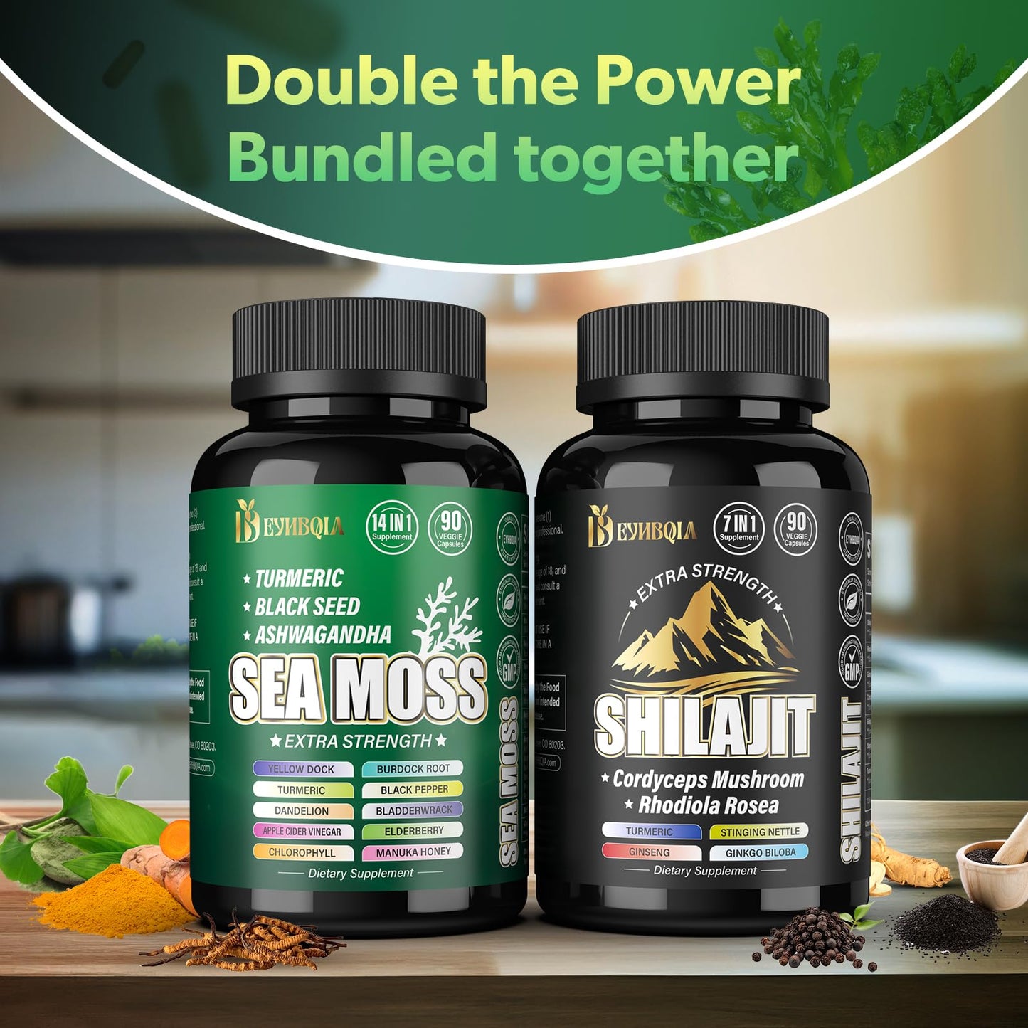 EYHBQIA Sea Moss and Shilajit Bundle Capsule 270 Count