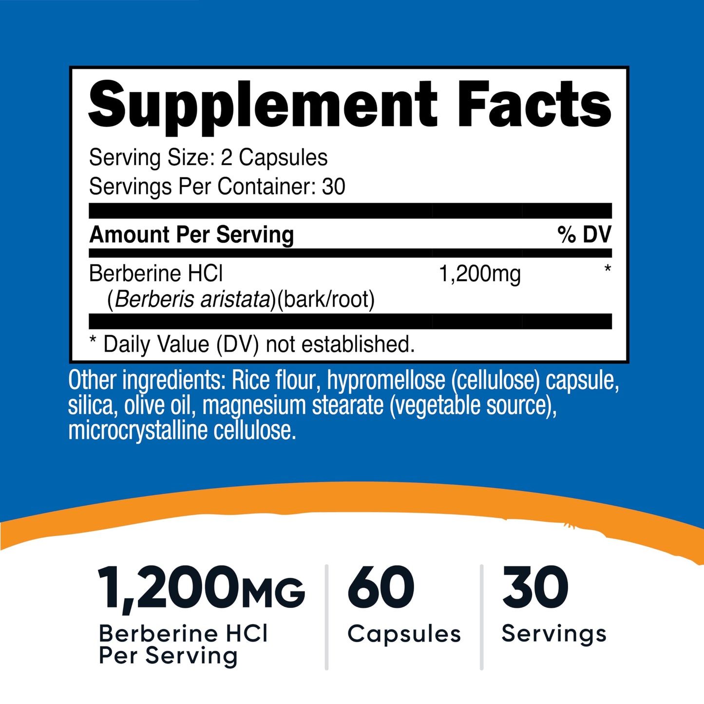Nutricost Berberine HCl 1200mg Capsule, 60 Count