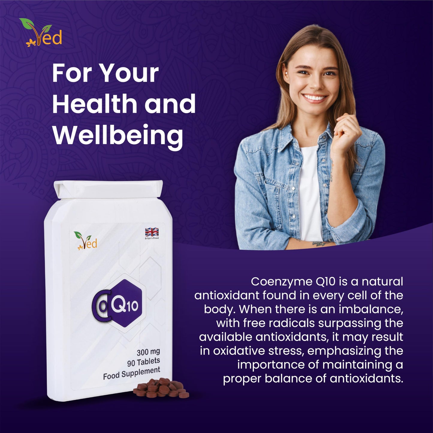 Ved Co Enzyme Q10 300mg Tablets, 90 Count