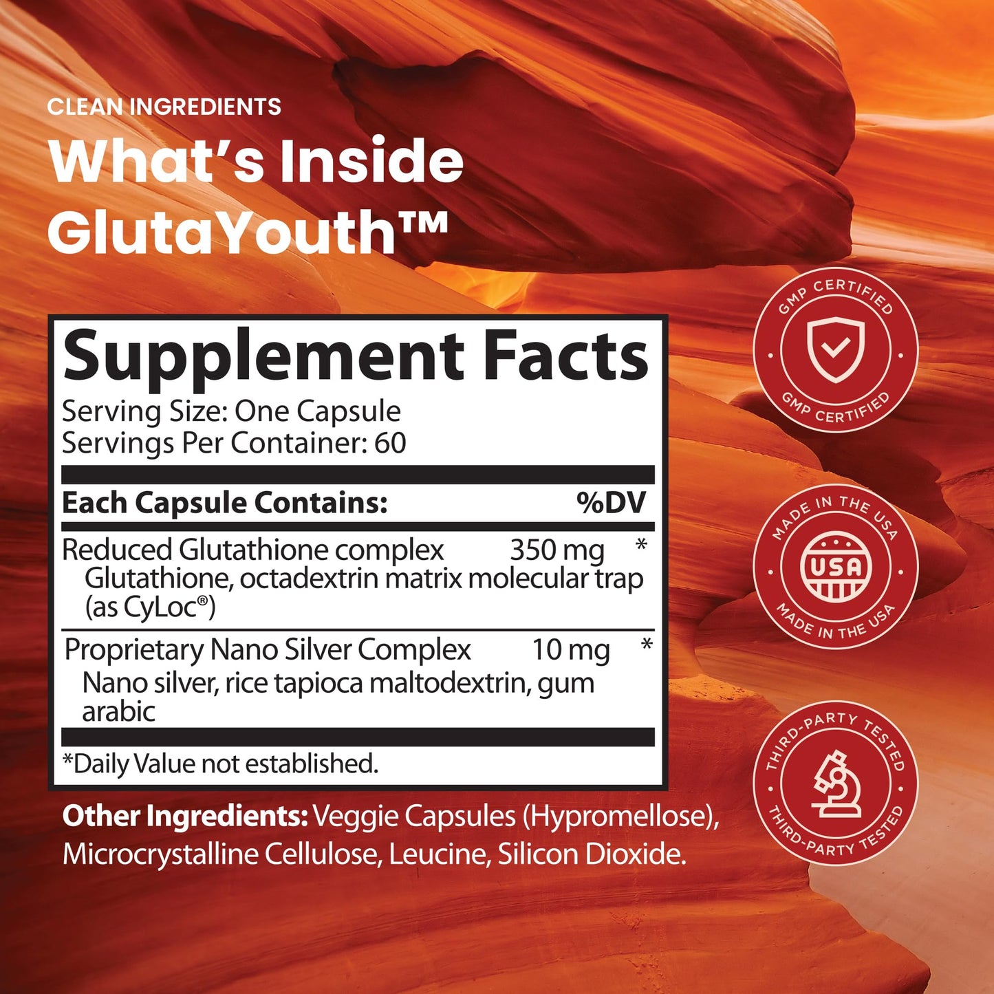 GRAND CANYON FOUNDATION GlutaYouth Glutathione Capsule, 60 Count