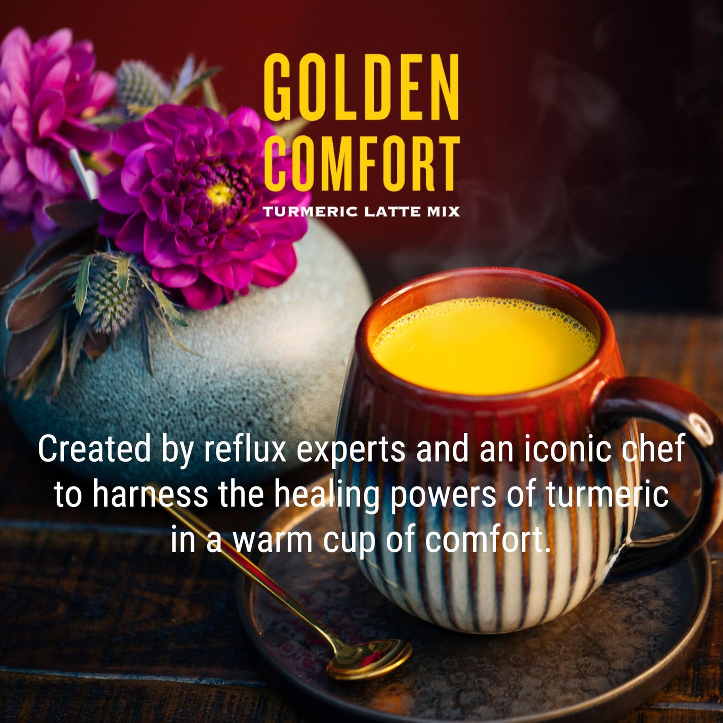 REFLUX GOURMET Golden Comfort Sleep Blend – Turmeric Latte with Melatonin, GABA, L-Theanine & Black Pepper Extract, Powder, 1.48 oz