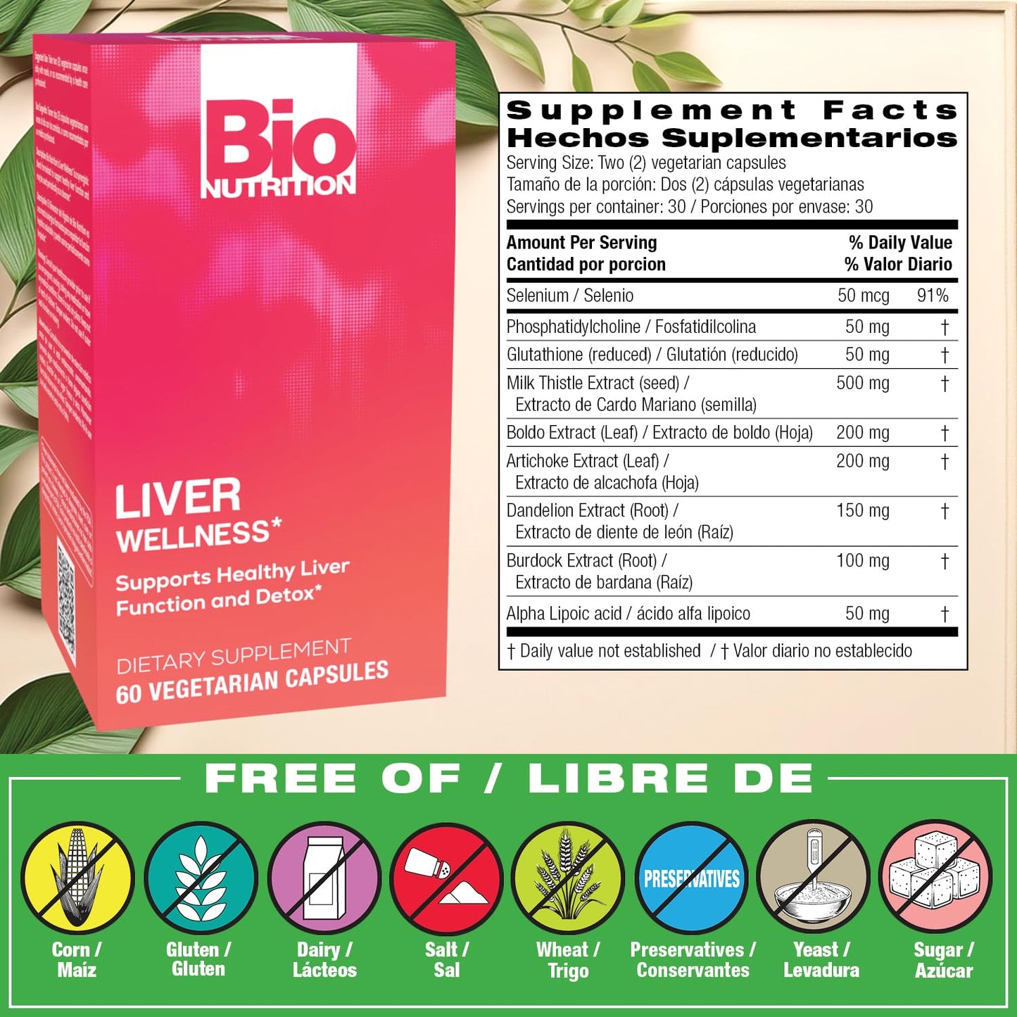 Bio Nutrition Liver Wellness Capsules 60 Count