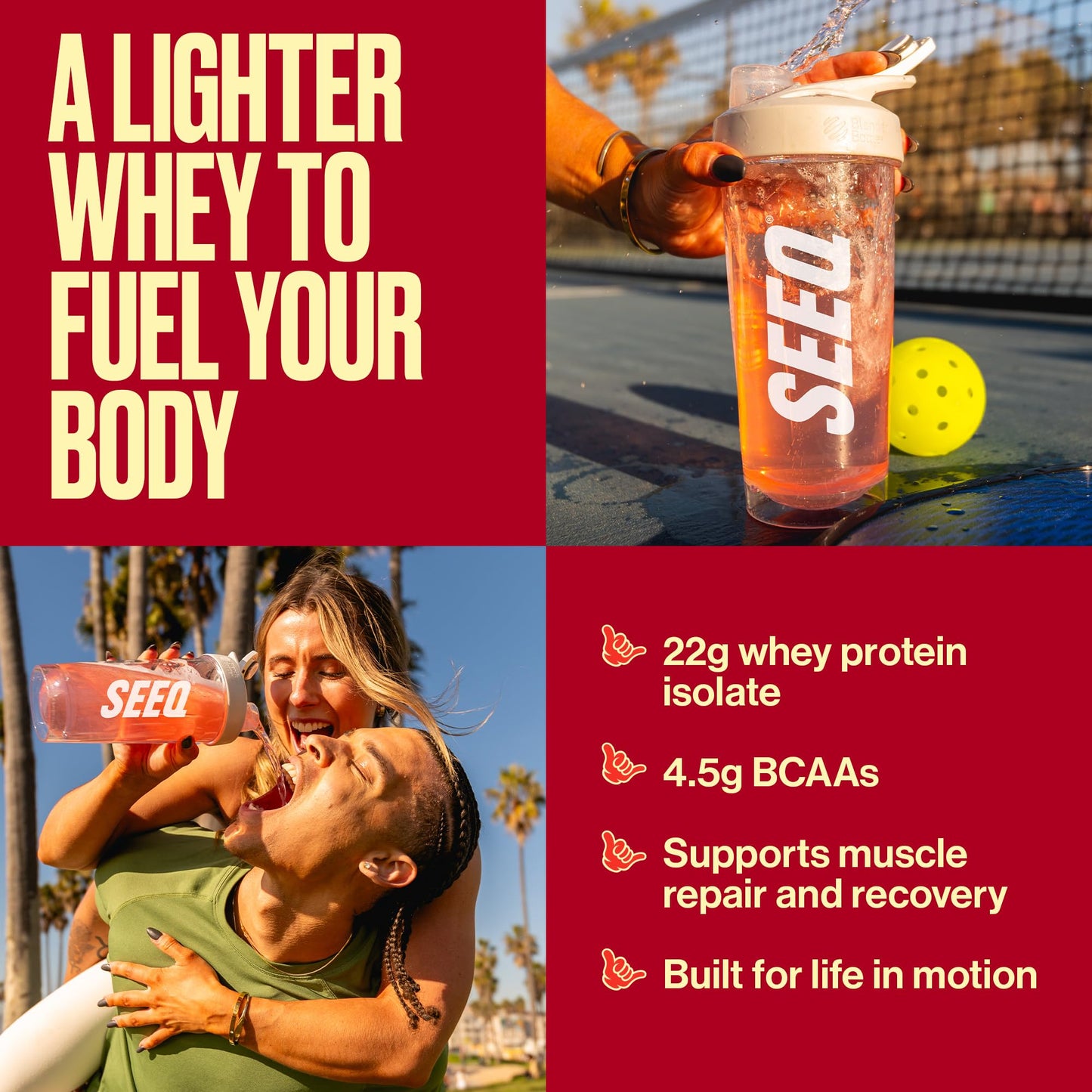SEEQ Clear Whey Protein Isolate Strawberry Lemonade Powder, 22 Servings