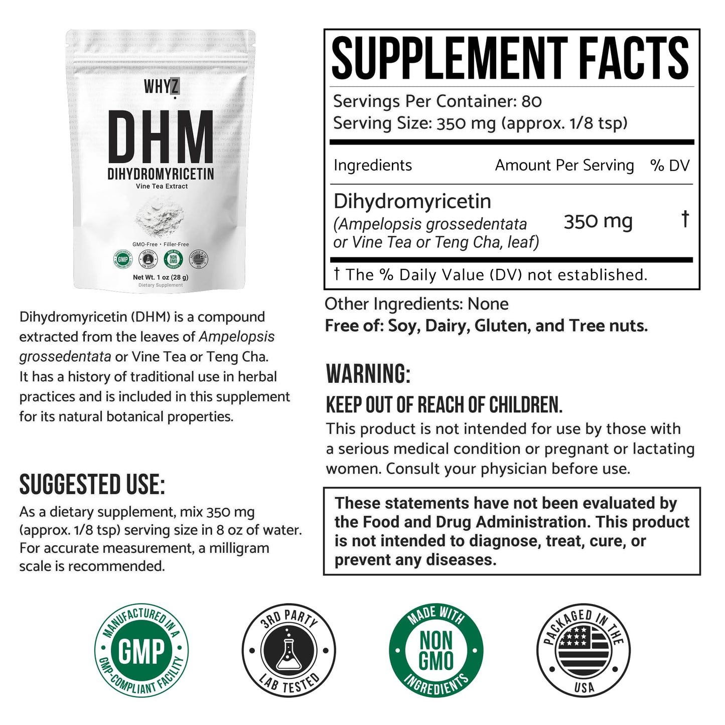 WHYZ Dihydromyricetin Powder 1 Ounce