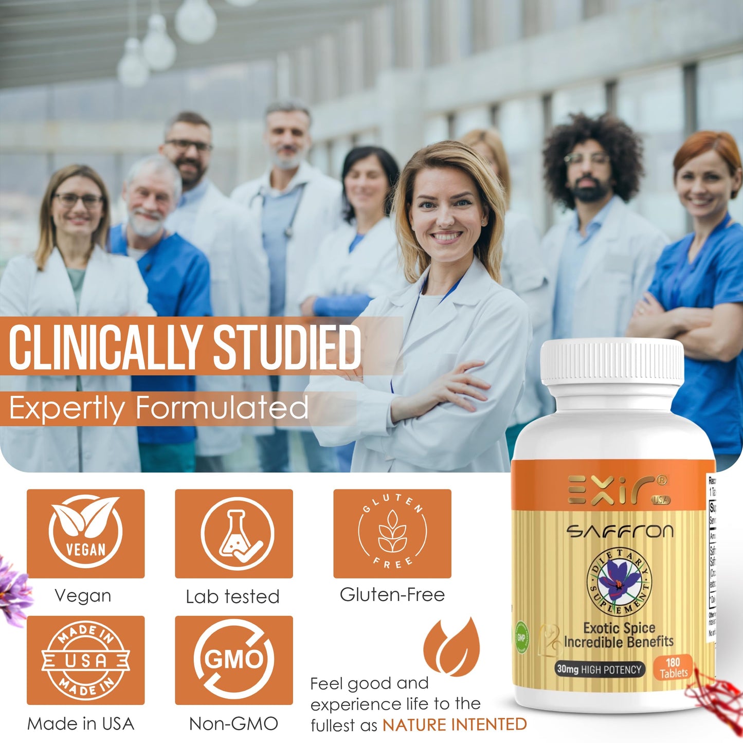 EXIR Saffron Supplement 30mg High Potency Saffron Extract with Safranal Tablet 180 Tablets