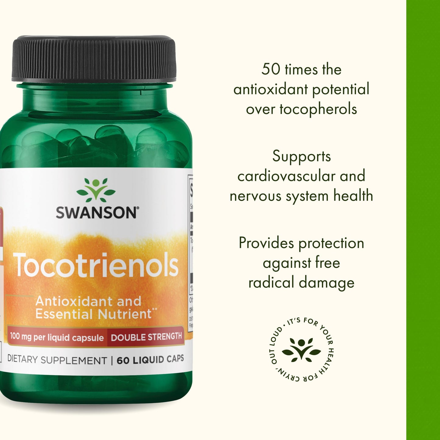 Swanson Double Strength Tocotrienols 100 mg Capsule, 60 Count