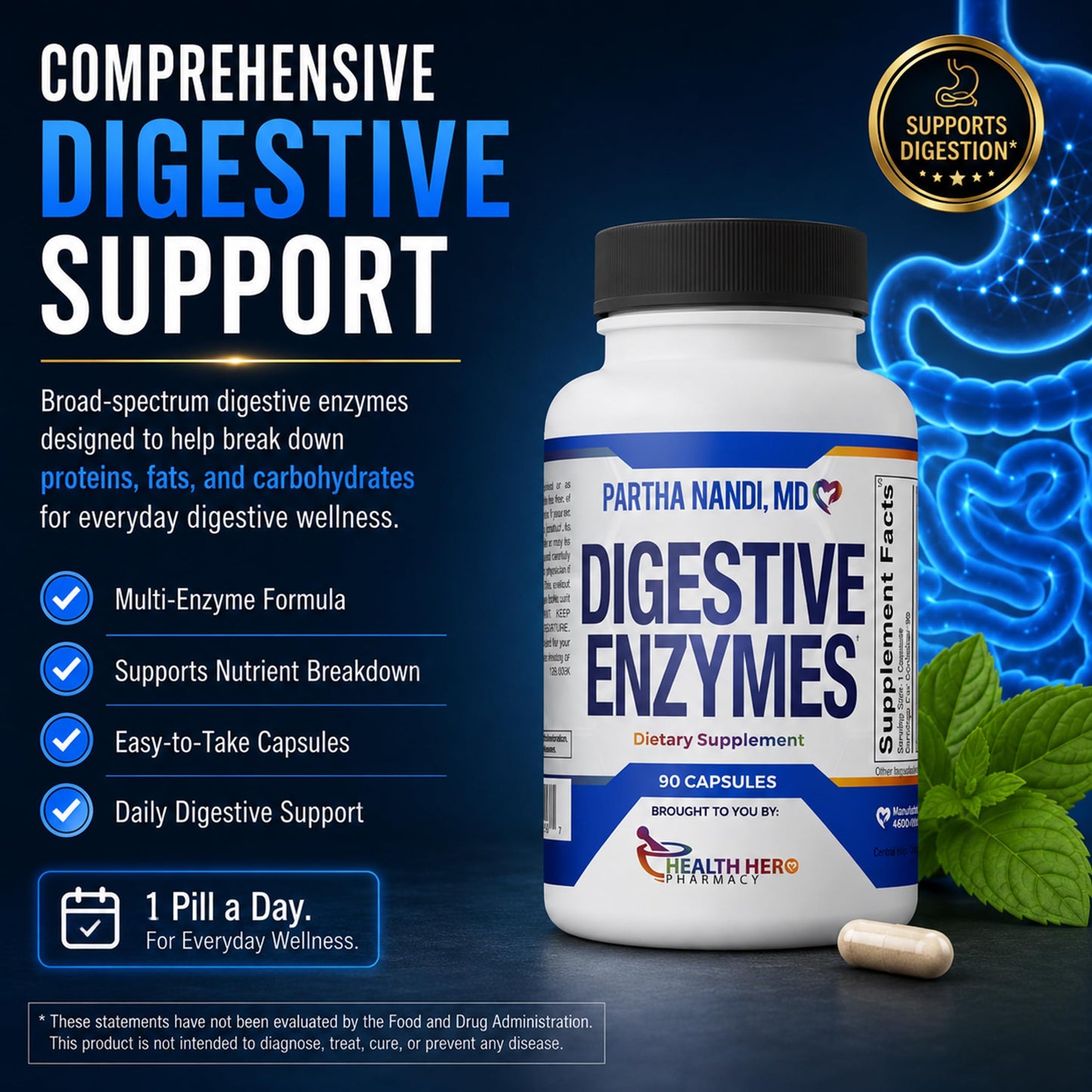 Partha Nandi, MD Dr Nandi Digestive Enzymes Capsule, 1 Count