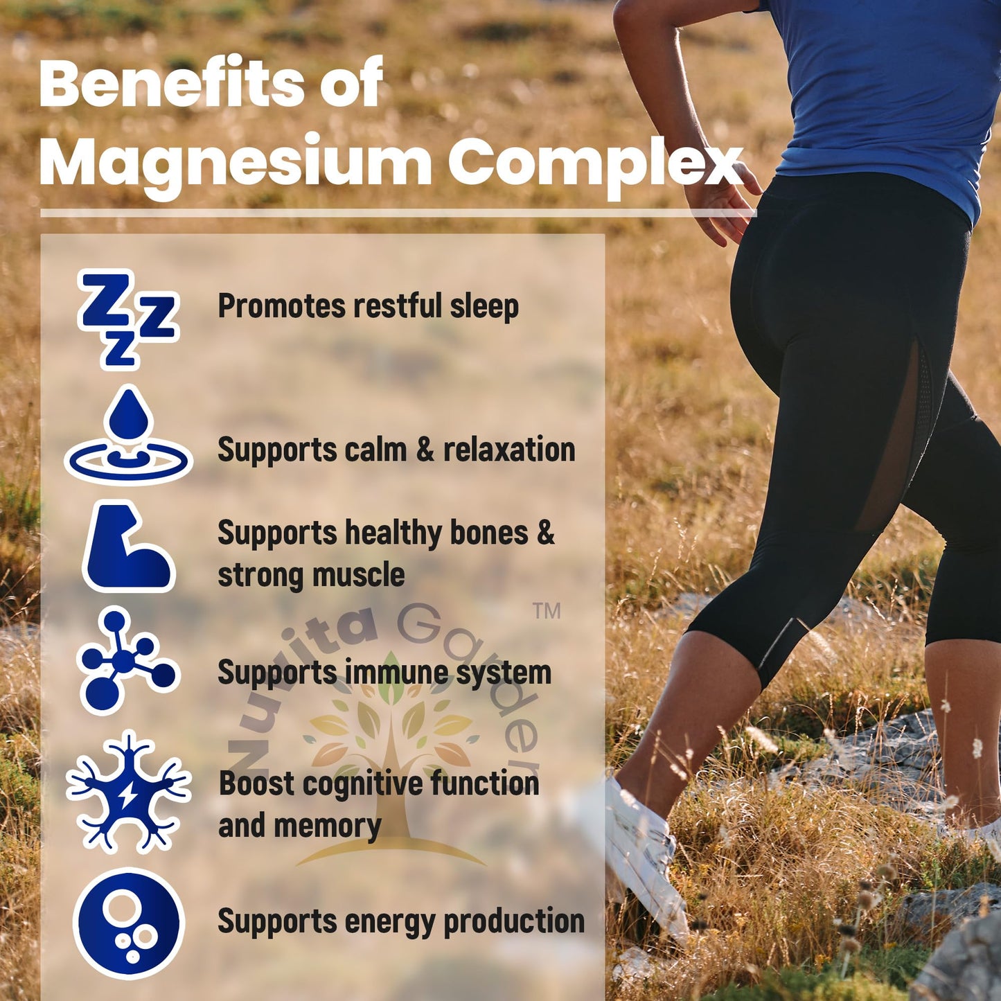 NoMiLu Magnesium Supplement 5 in 1 Complex with Glycinate, Citrate, Malate, Taurinate, Oxide and Vitamin B6 Capsule 120 Capsules