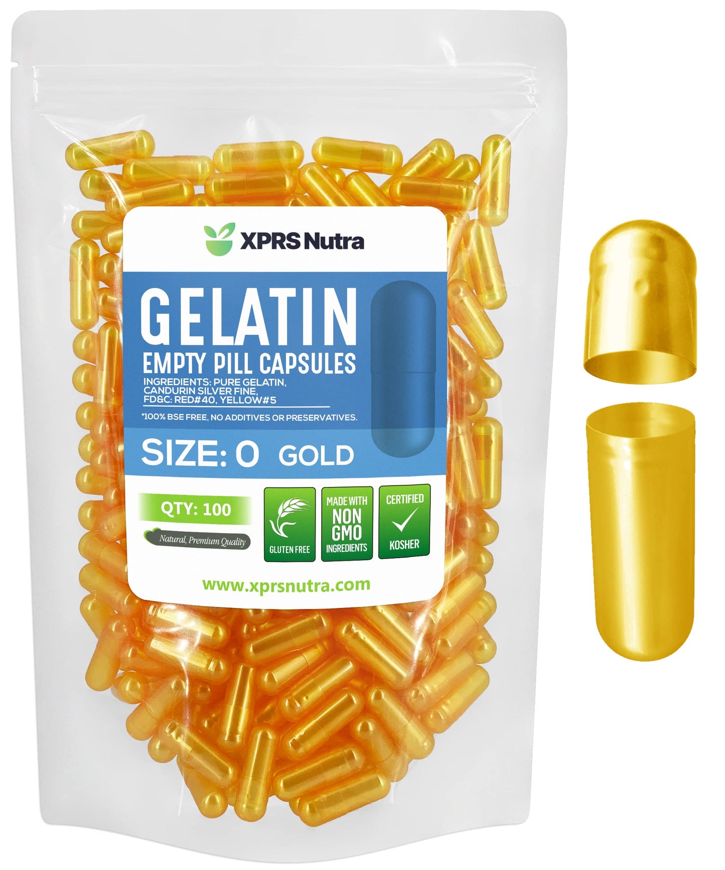 XPRS Nutra Size 0 Empty Gelatin Capsules Capsule, 100 Count