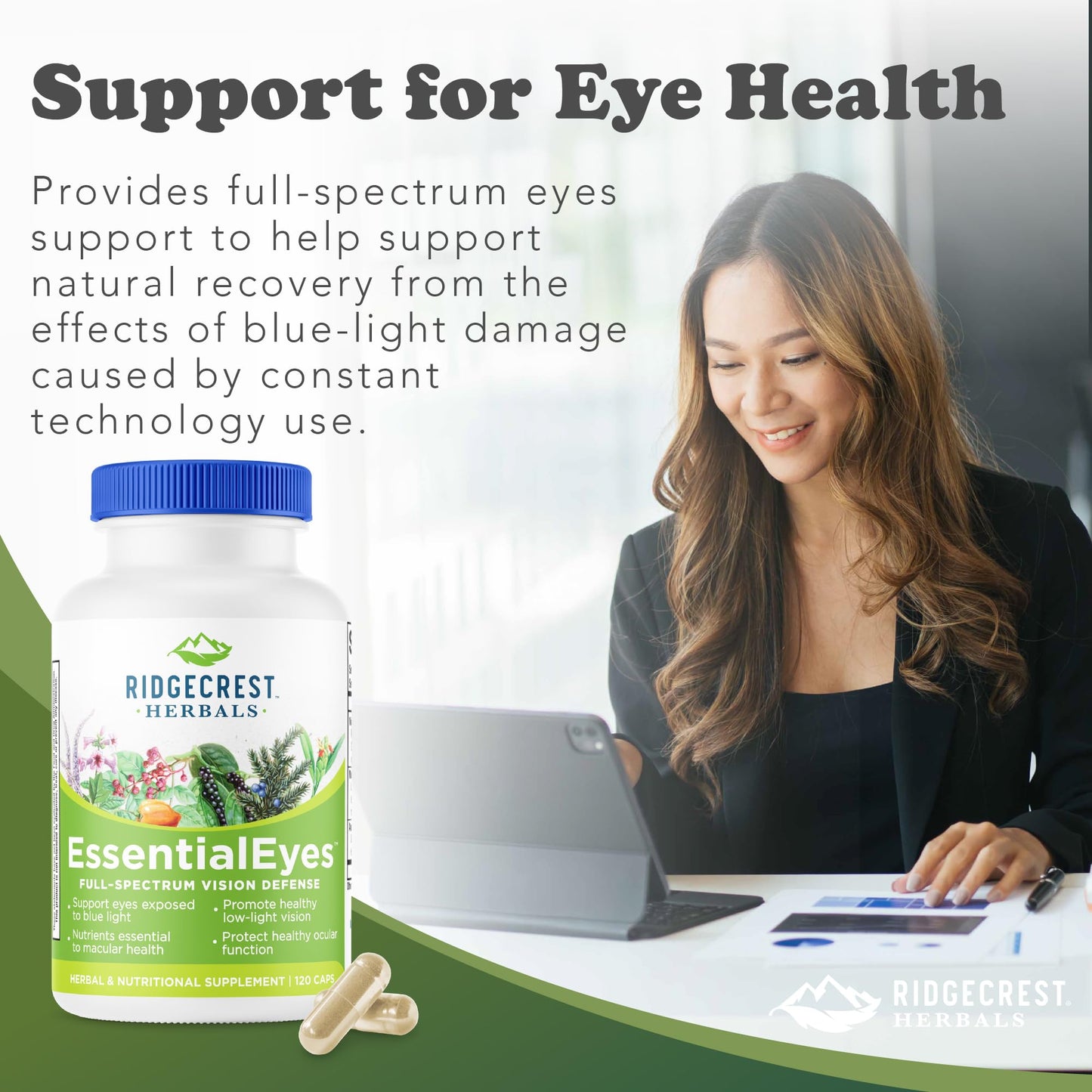 RidgeCrest Herbals EssentialEyes Eye Vitamins for Vision Support Capsules 120