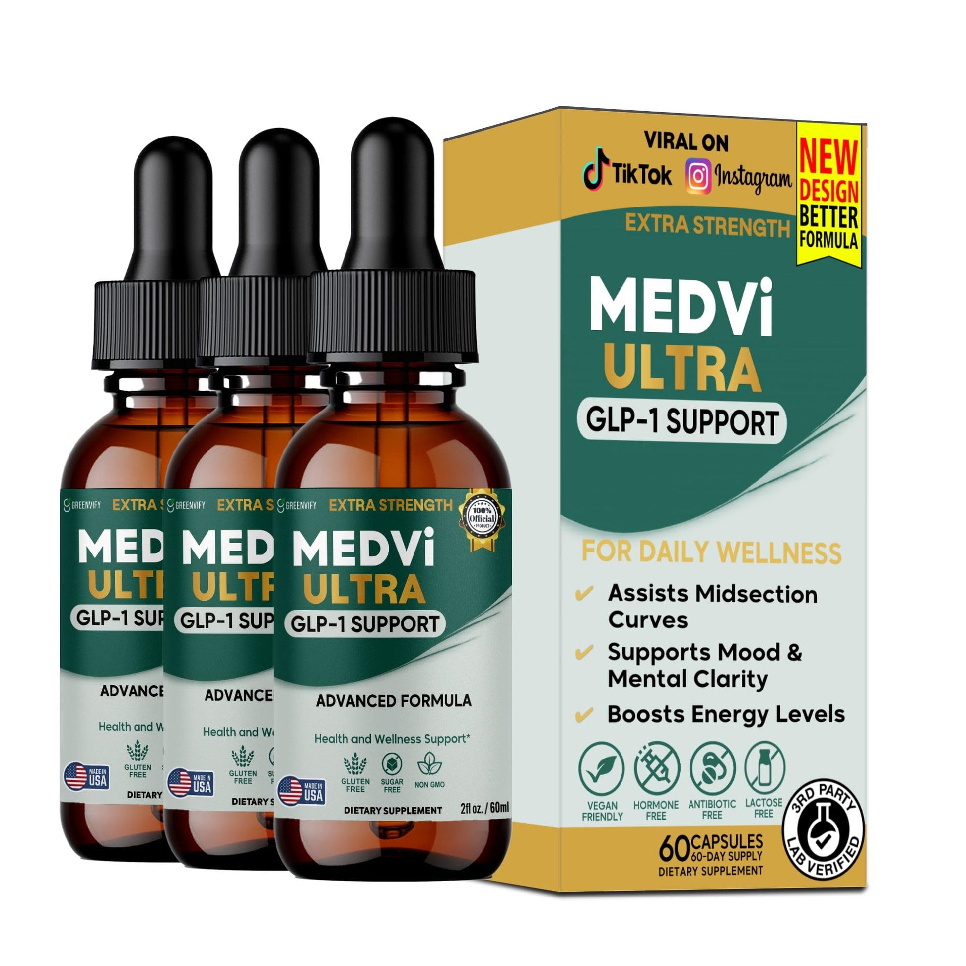 GREENVIFY MEDVi Ultra GLP-1 Support, Advanced Formula 60 Capsules